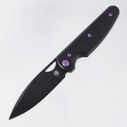 Chaves Knives x Brad Blount The Phase 229 Blue Label - Black Aluminum w/ Purple Ano Ti Hardware - Black PVD 154CM