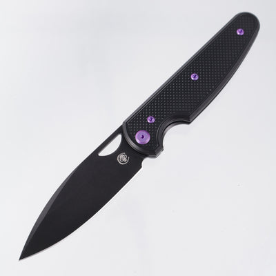 Chaves Knives x Brad Blount The Phase 229 Blue Label - Black Aluminum w/ Purple Ano Ti Hardware - Black PVD 154CM