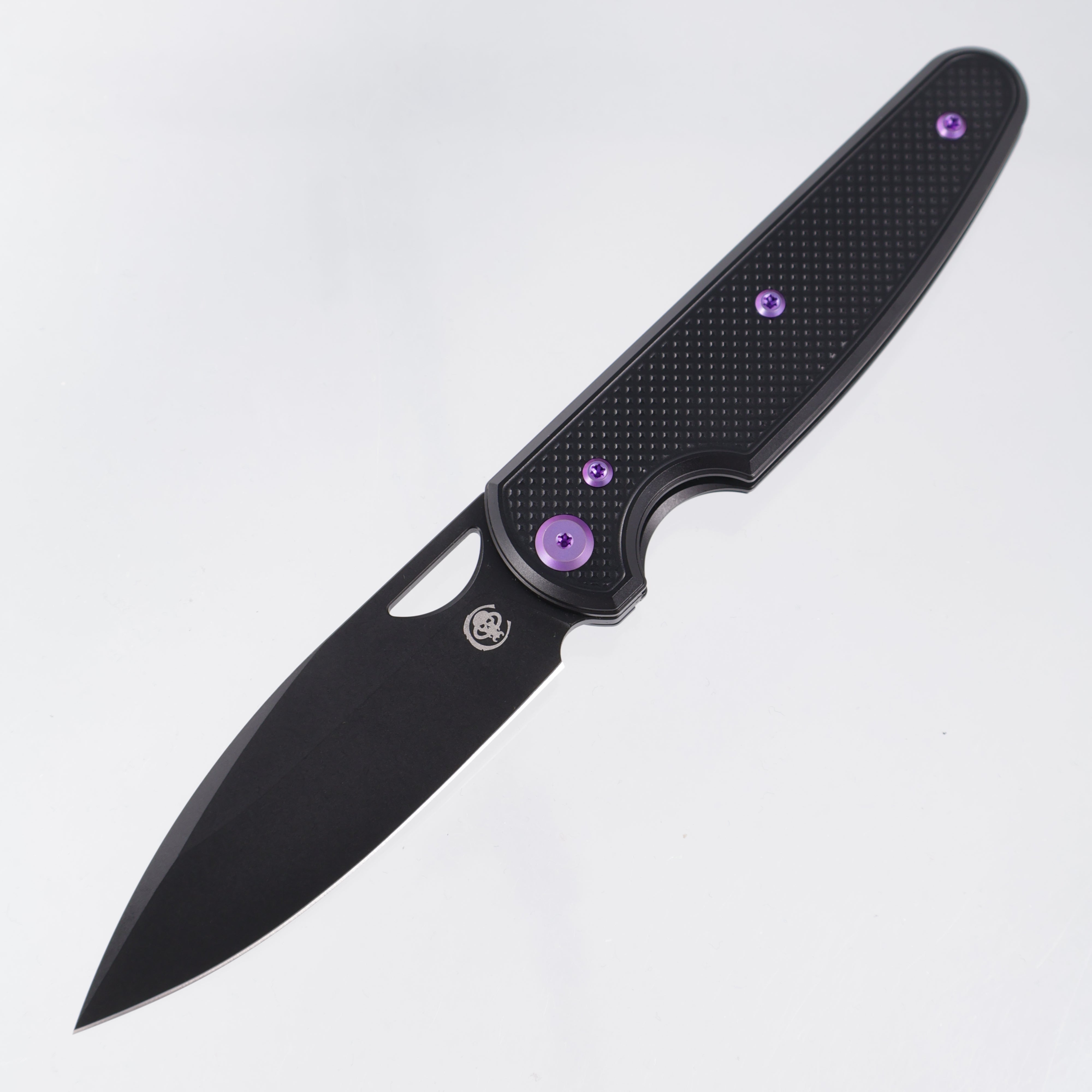 Chaves Knives x Brad Blount The Phase 229 Blue Label - Black Aluminum w/ Purple Ano Ti Hardware - Black PVD 154CM