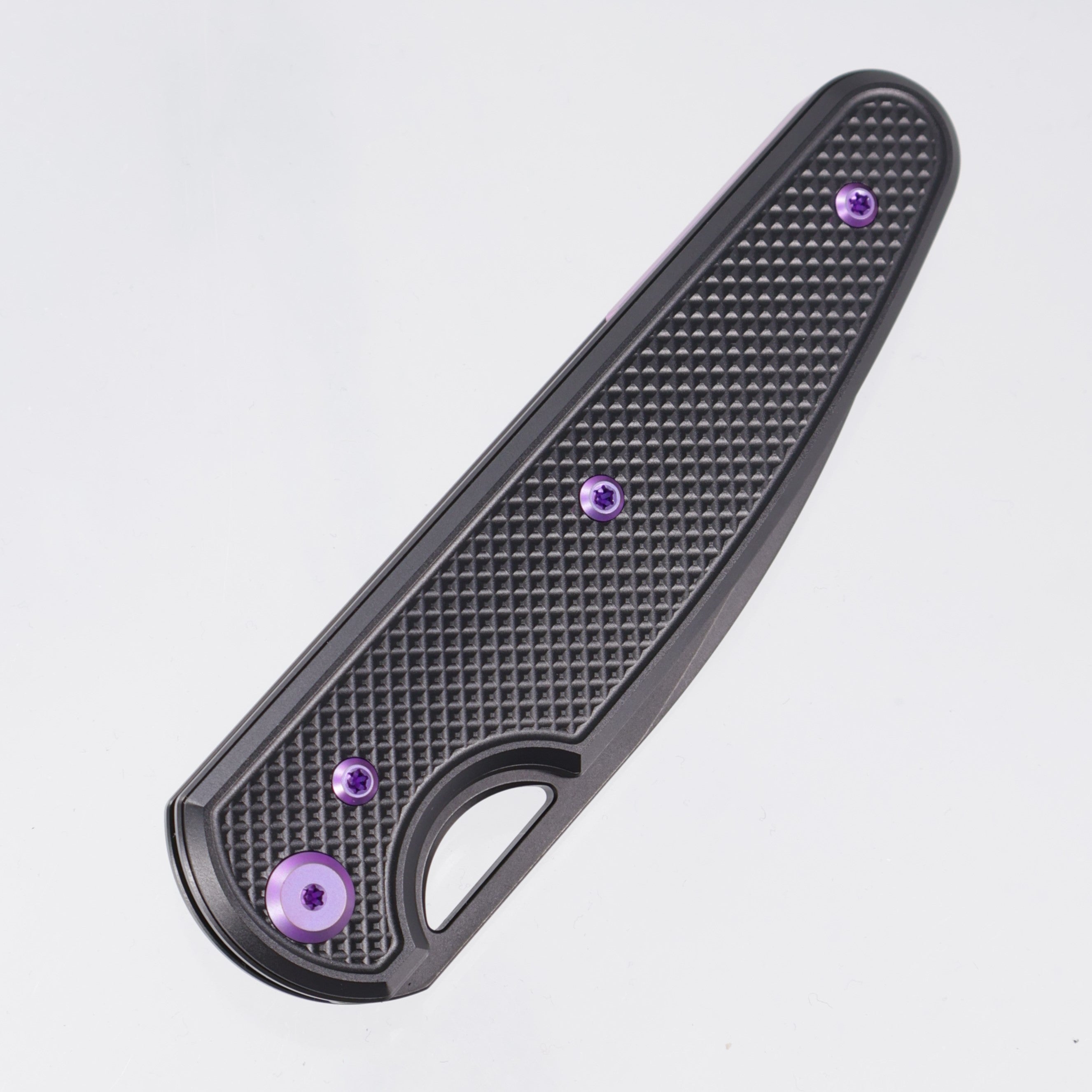 Chaves Knives x Brad Blount The Phase 229 Blue Label - Black Aluminum w/ Purple Ano Ti Hardware - Black PVD 154CM