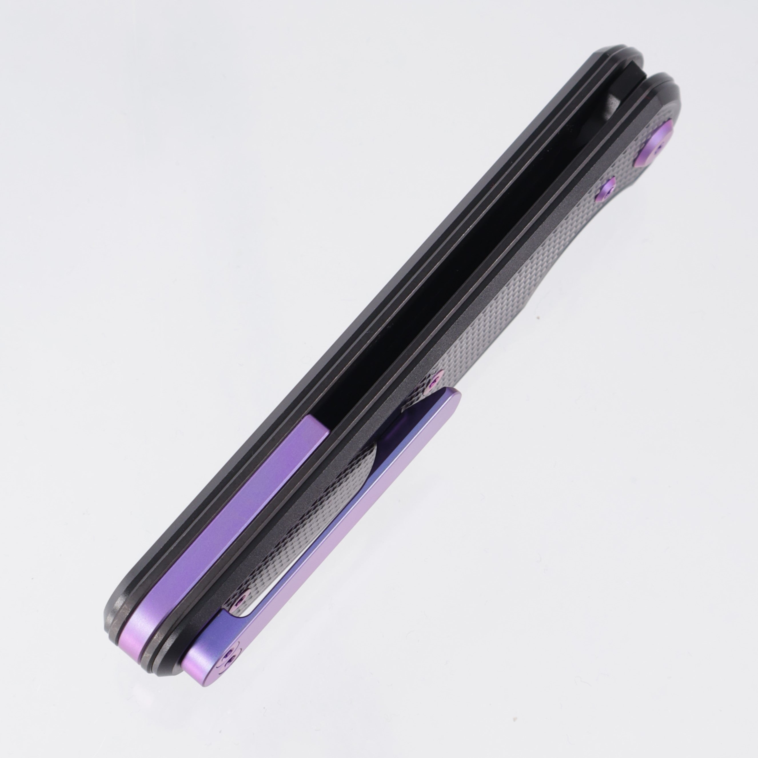 Chaves Knives x Brad Blount The Phase 229 Blue Label - Black Aluminum w/ Purple Ano Ti Hardware - Black PVD 154CM