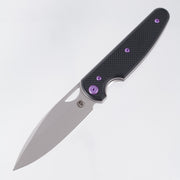 Chaves Knives x Brad Blount The Phase 229 Blue Label - Black Aluminum w/ Purple Ano Ti Hardware - Stonewash 154CM