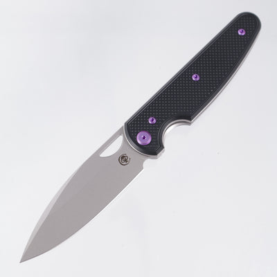 Chaves Knives x Brad Blount The Phase 229 Blue Label - Black Aluminum w/ Purple Ano Ti Hardware - Stonewash 154CM
