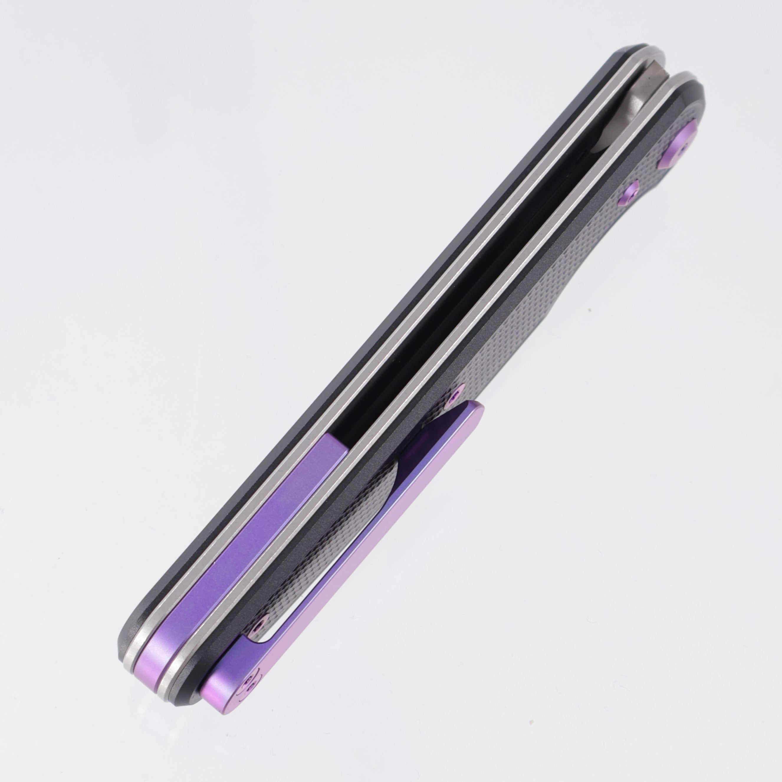 Chaves Knives x Brad Blount The Phase 229 Blue Label - Black Aluminum w/ Purple Ano Ti Hardware - Stonewash 154CM
