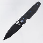 Chaves Knives x Brad Blount The Phase 229 Blue Label - Black Aluminum w/ Blue Ano Ti Hardware - Black PVD 154CM