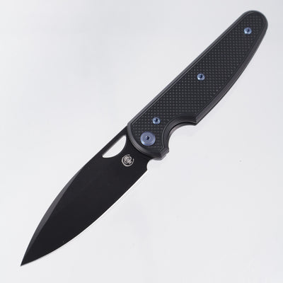 Chaves Knives x Brad Blount The Phase 229 Blue Label - Black Aluminum w/ Blue Ano Ti Hardware - Black PVD 154CM