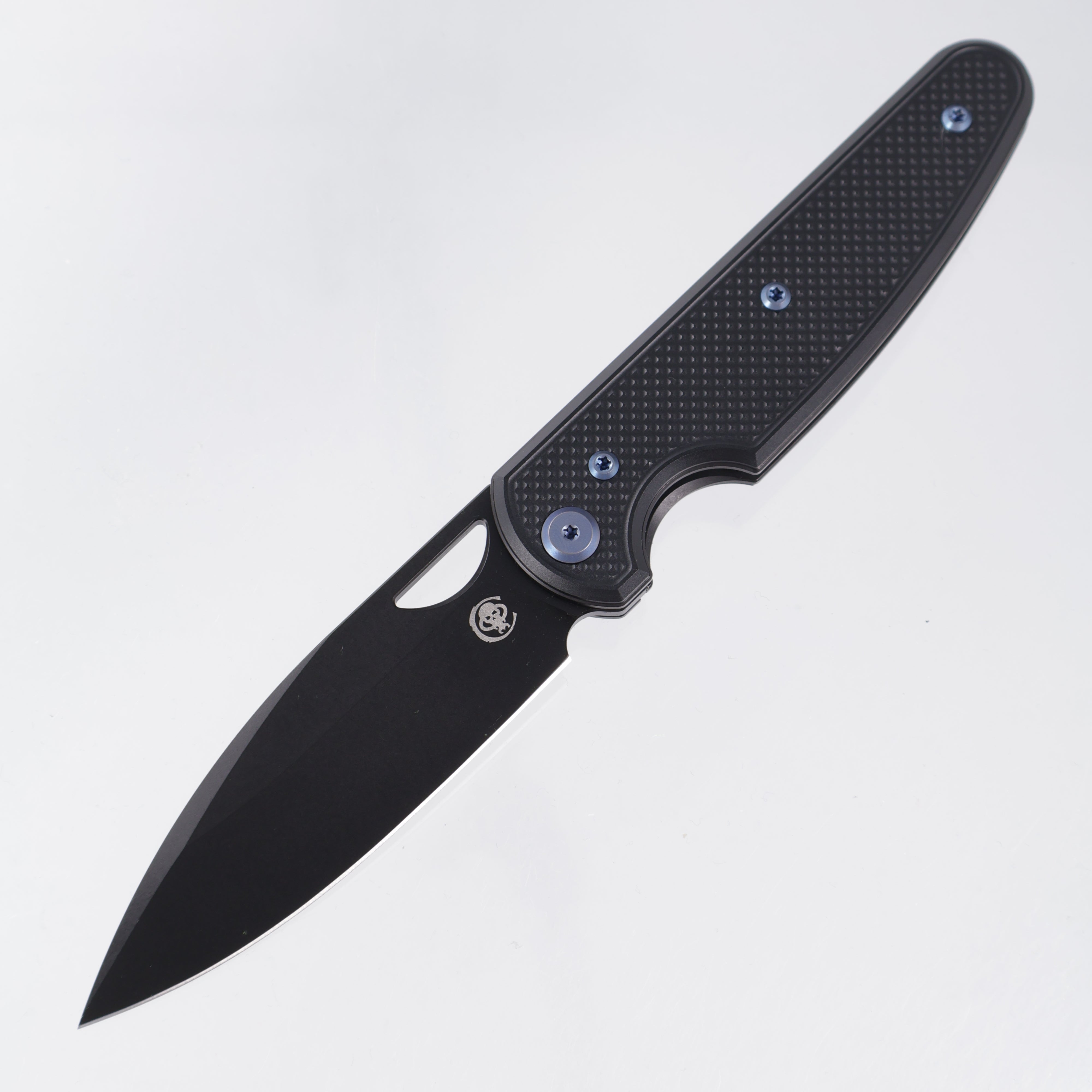 Chaves Knives x Brad Blount The Phase 229 Blue Label - Black Aluminum w/ Blue Ano Ti Hardware - Black PVD 154CM