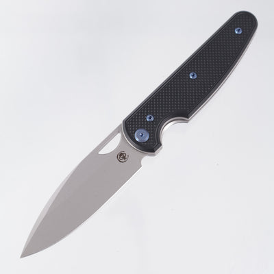 Chaves Knives x Brad Blount The Phase 229 Blue Label - Black Aluminum w/ Blue Ano Ti Hardware - Stonewash 154CM