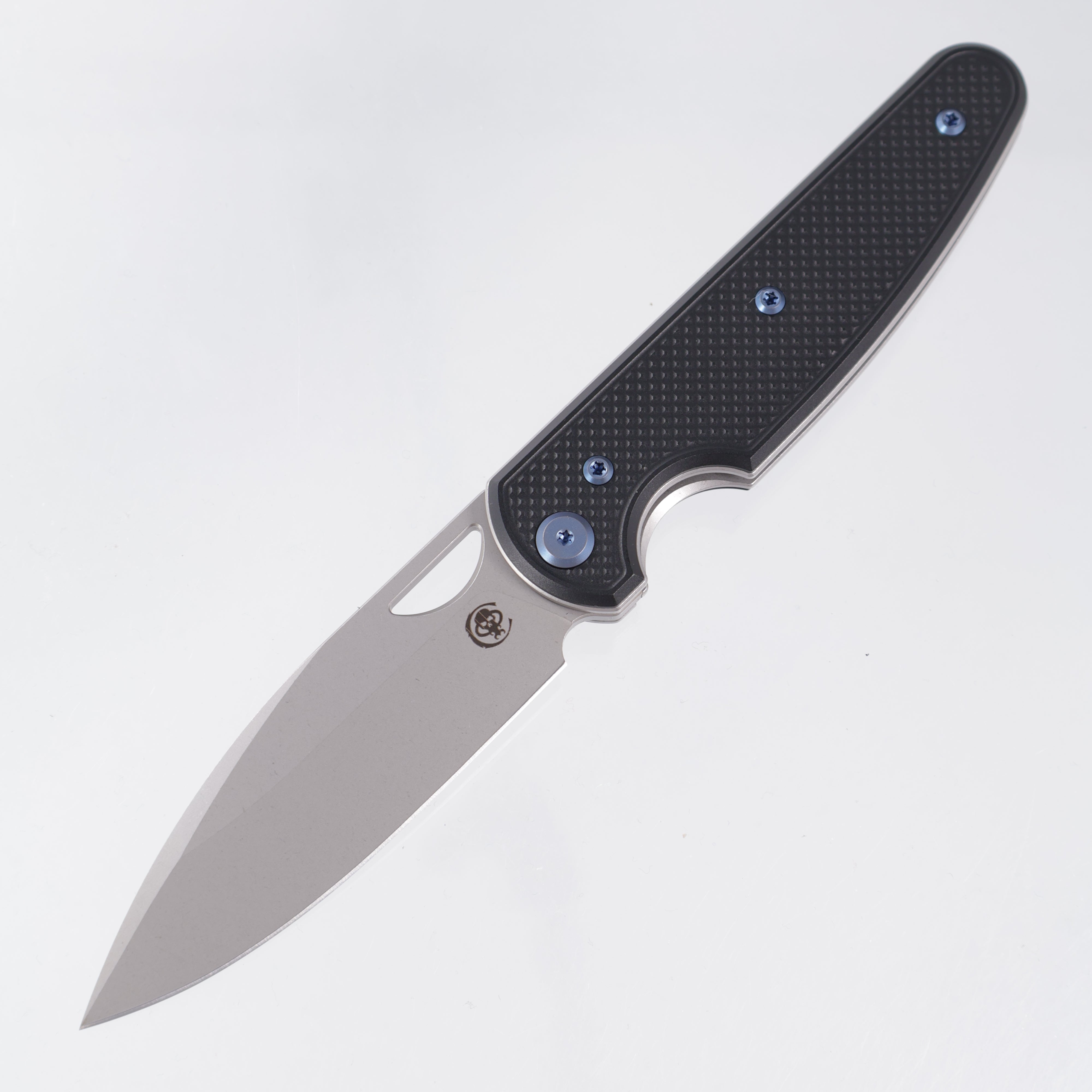 Chaves Knives x Brad Blount The Phase 229 Blue Label - Black Aluminum w/ Blue Ano Ti Hardware - Stonewash 154CM