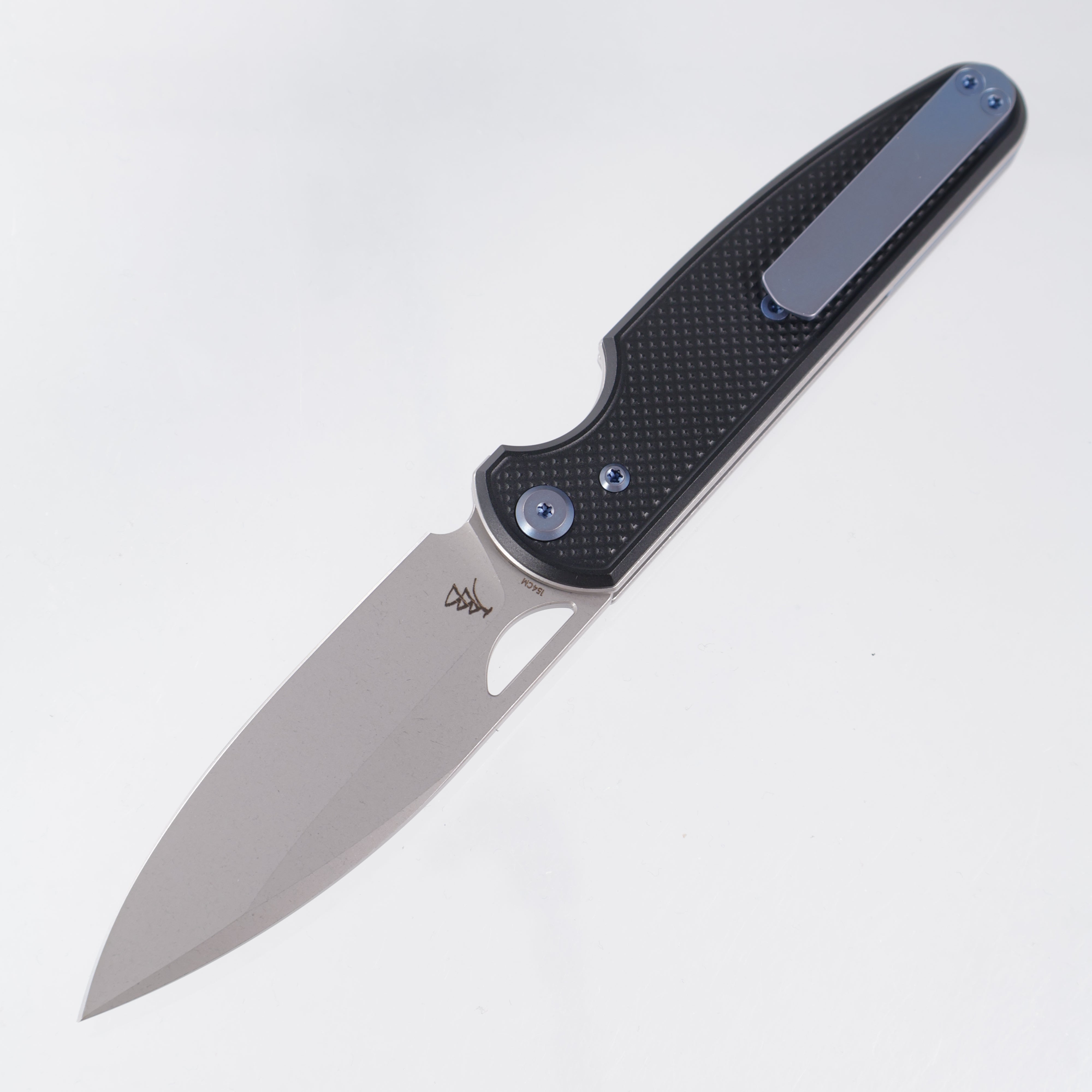 Chaves Knives x Brad Blount The Phase 229 Blue Label - Black Aluminum w/ Blue Ano Ti Hardware - Stonewash 154CM