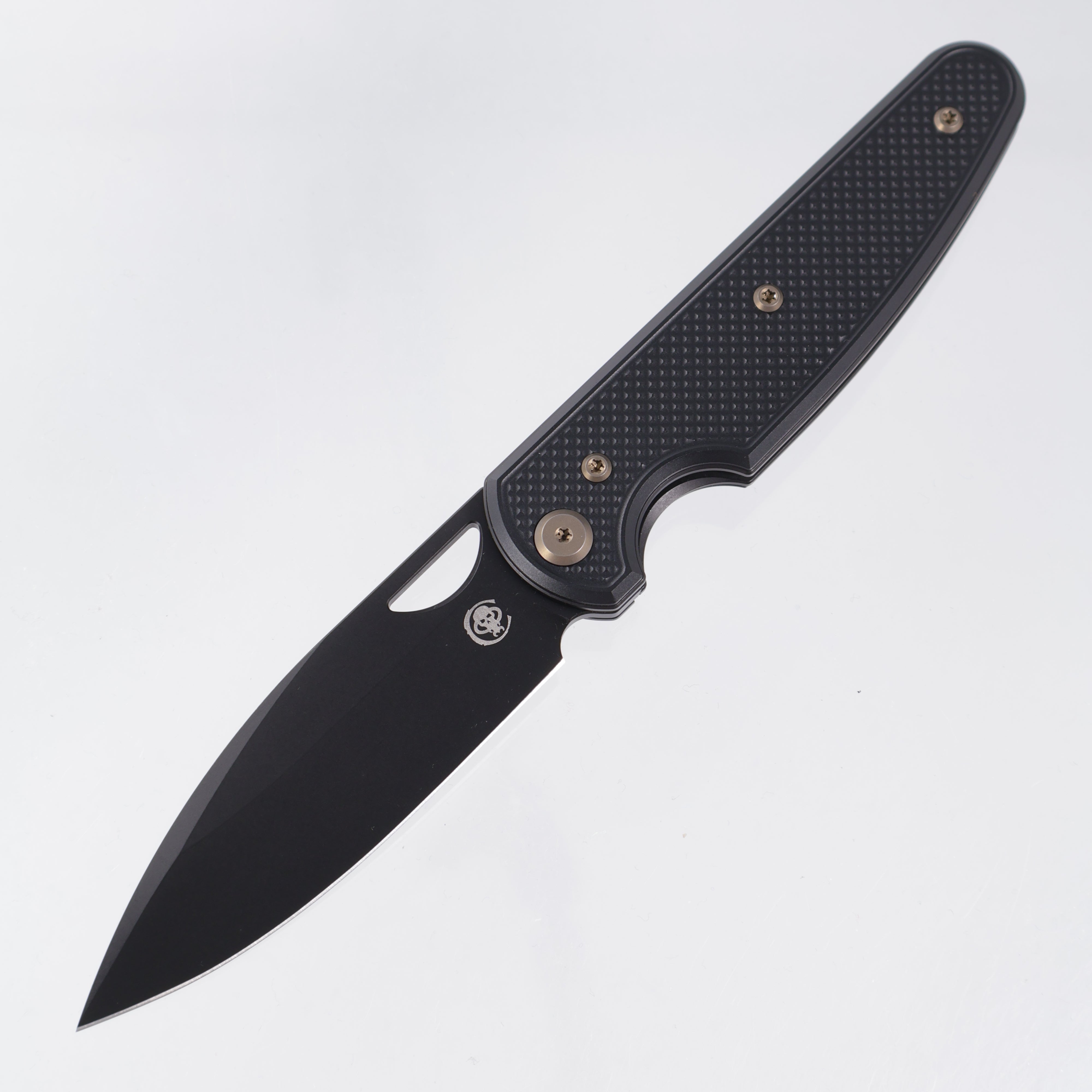 Chaves Knives x Brad Blount The Phase 229 Blue Label - Black Aluminum w/ Brone Ano Ti Hardware - Black PVD 154CM