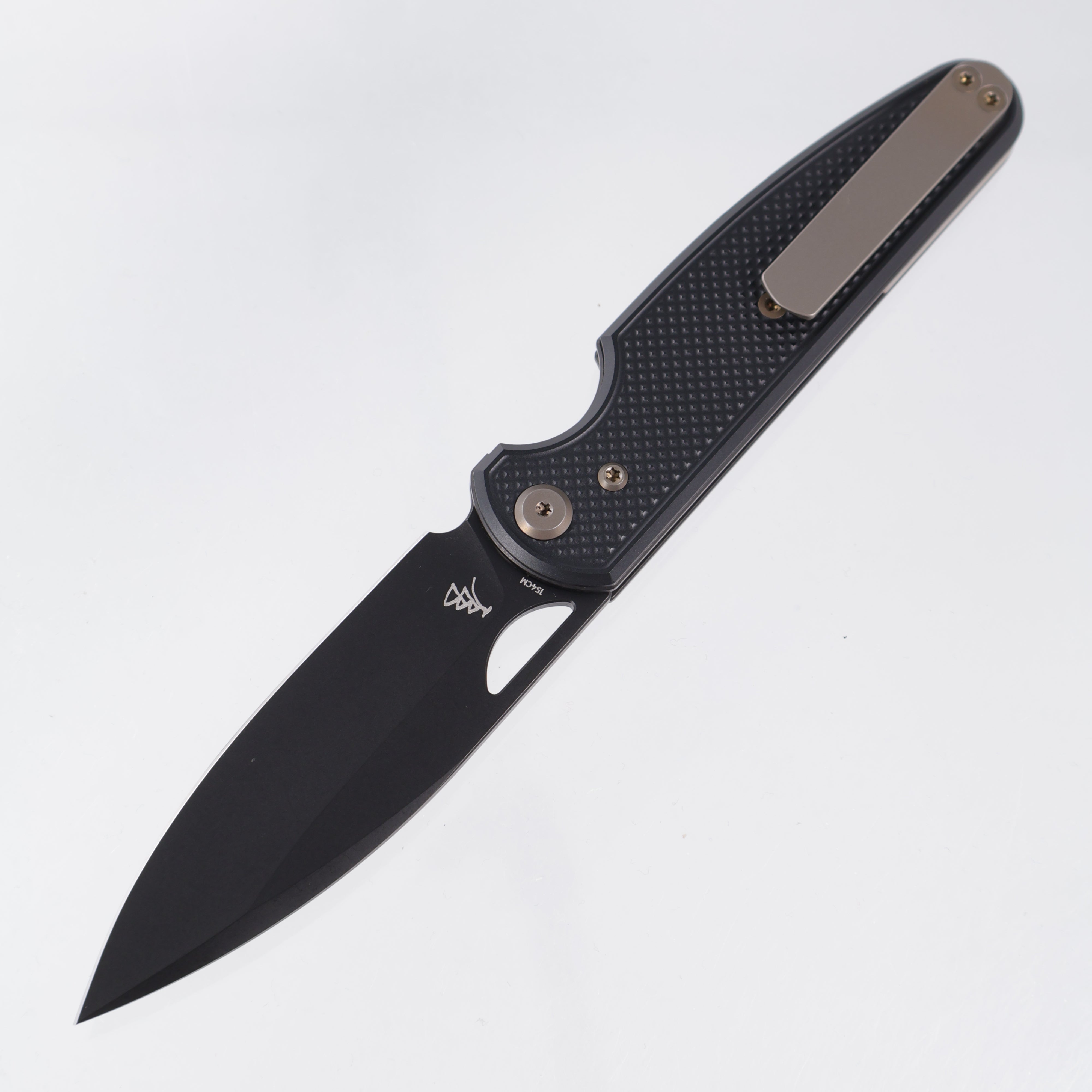Chaves Knives x Brad Blount The Phase 229 Blue Label - Black Aluminum w/ Brone Ano Ti Hardware - Black PVD 154CM