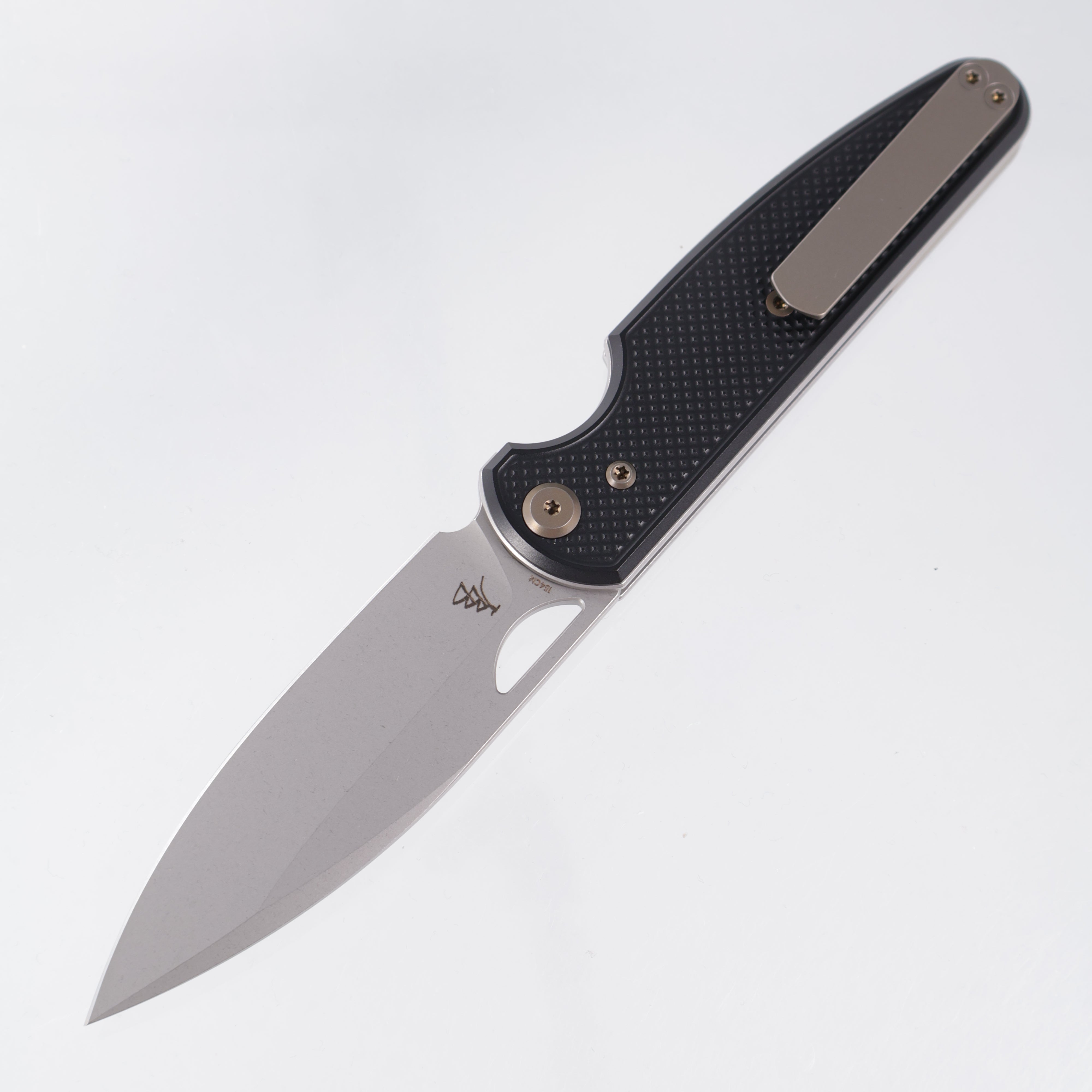 Chaves Knives x Brad Blount The Phase 229 Blue Label - Black Aluminum w/ Bronze Ano Ti Hardware - Stonewash 154CM