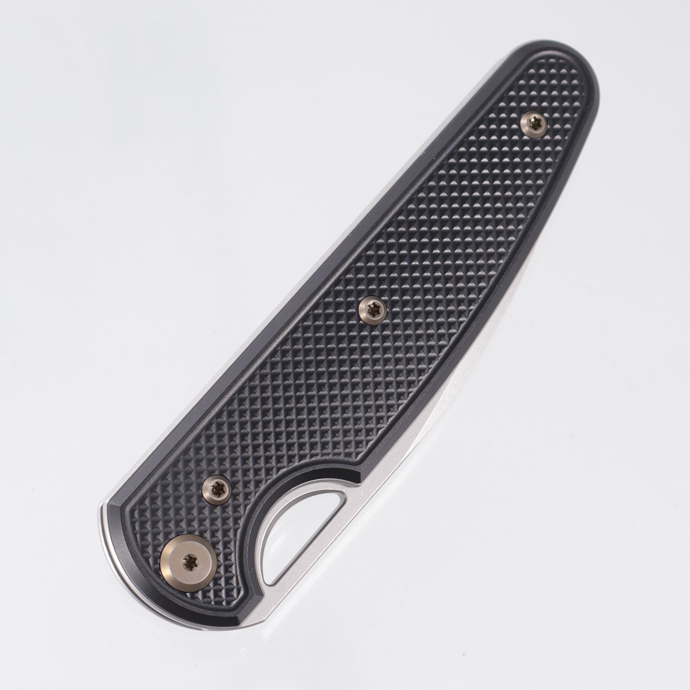 Chaves Knives x Brad Blount The Phase 229 Blue Label - Black Aluminum w/ Bronze Ano Ti Hardware - Stonewash 154CM
