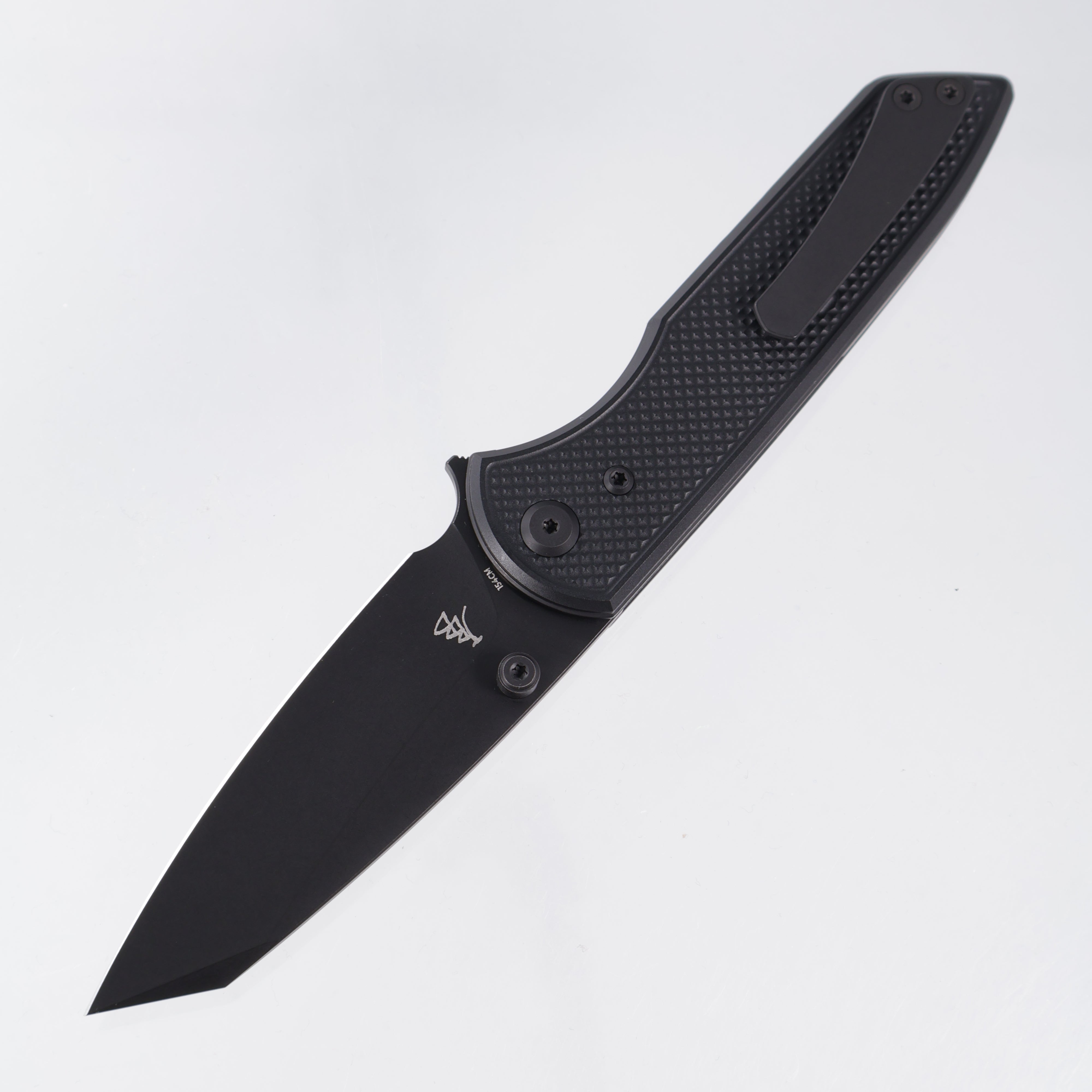 Chaves Knives x Brad Blount The Arrestor 229 Blue Label - Black Aluminum w/ Black PVD Ti Hardware - Black PVD 154CM