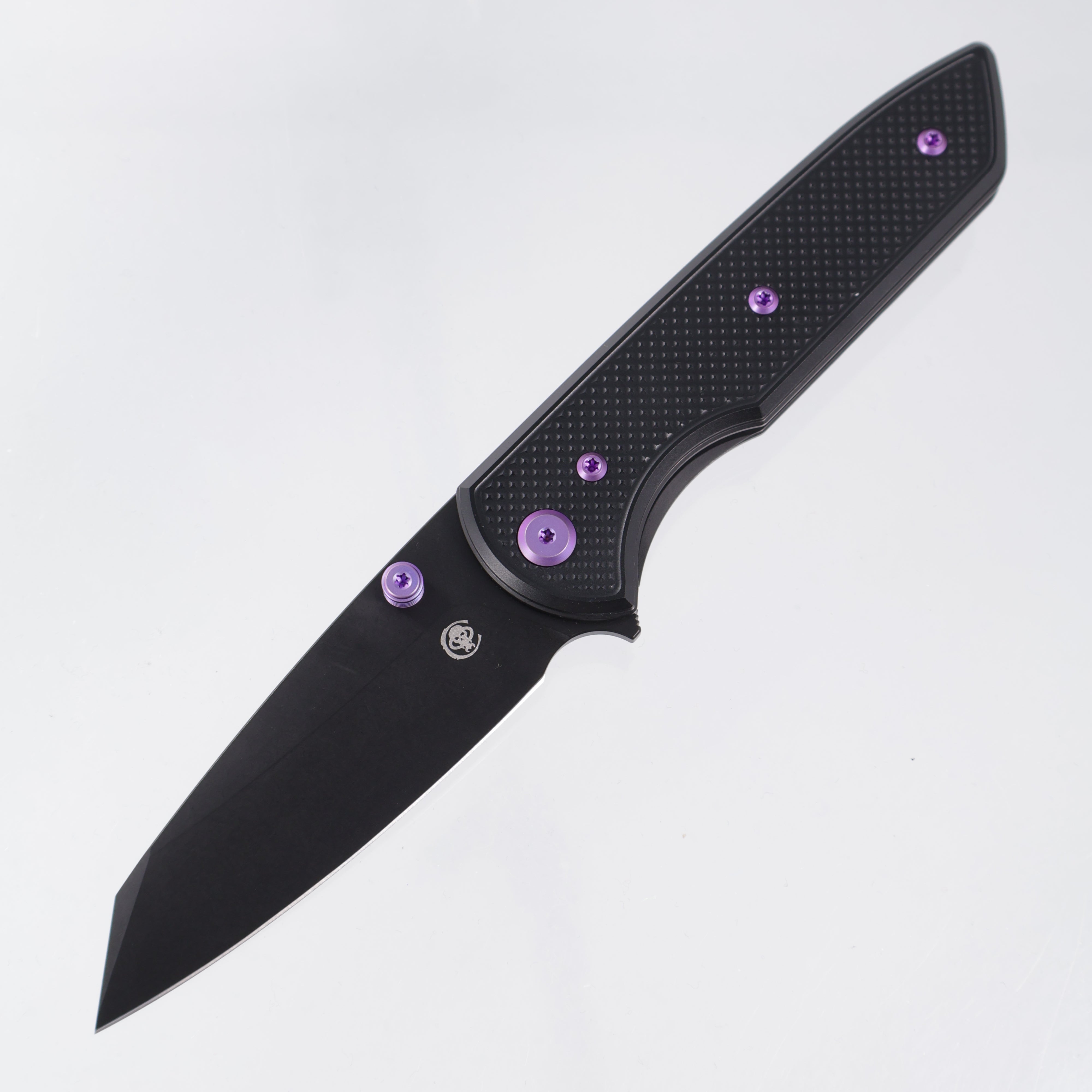Chaves Knives x Brad Blount The Arrestor 229 Blue Label - Black Aluminum w/ Purple Ano Ti Hardware - Black PVD 154CM