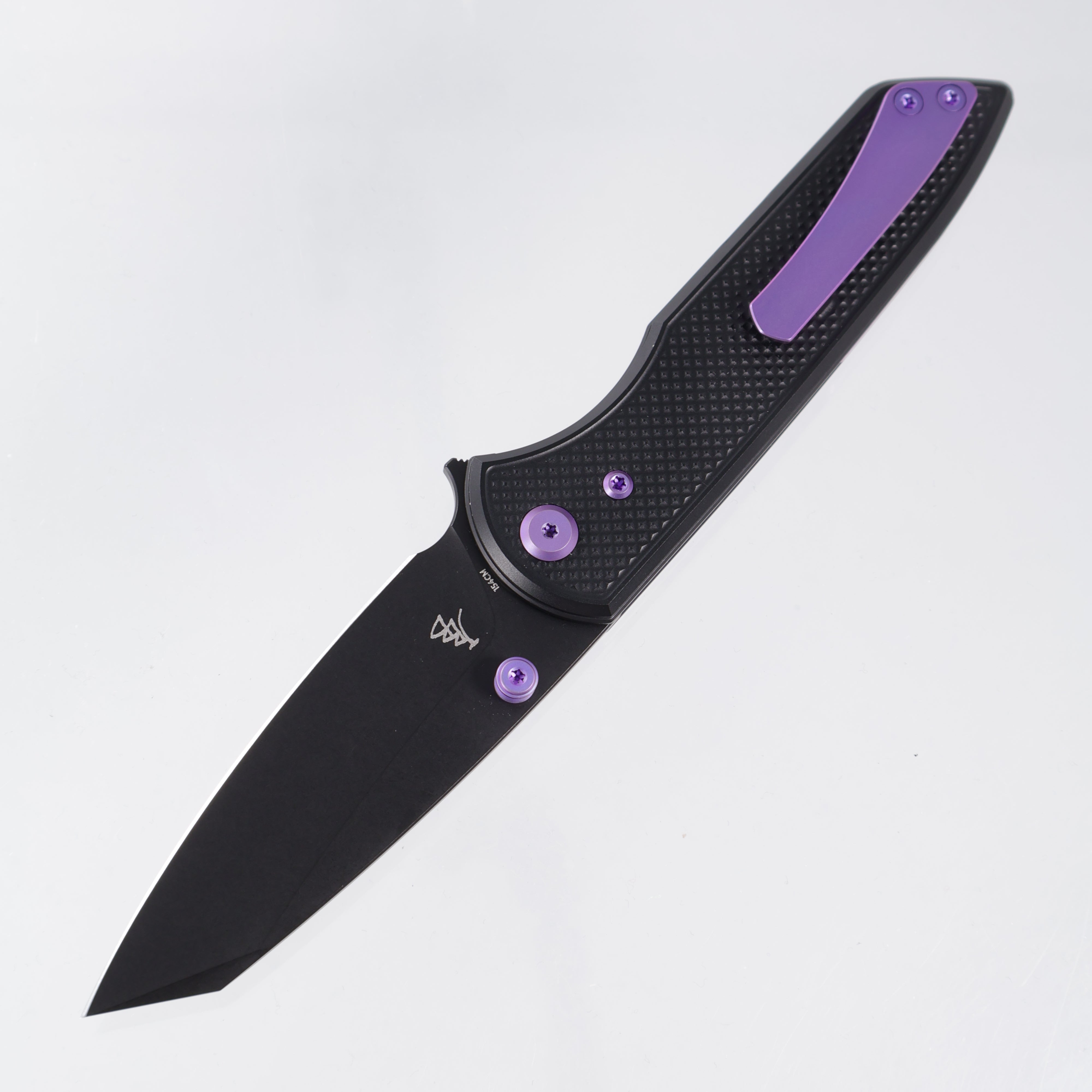 Chaves Knives x Brad Blount The Arrestor 229 Blue Label - Black Aluminum w/ Purple Ano Ti Hardware - Black PVD 154CM