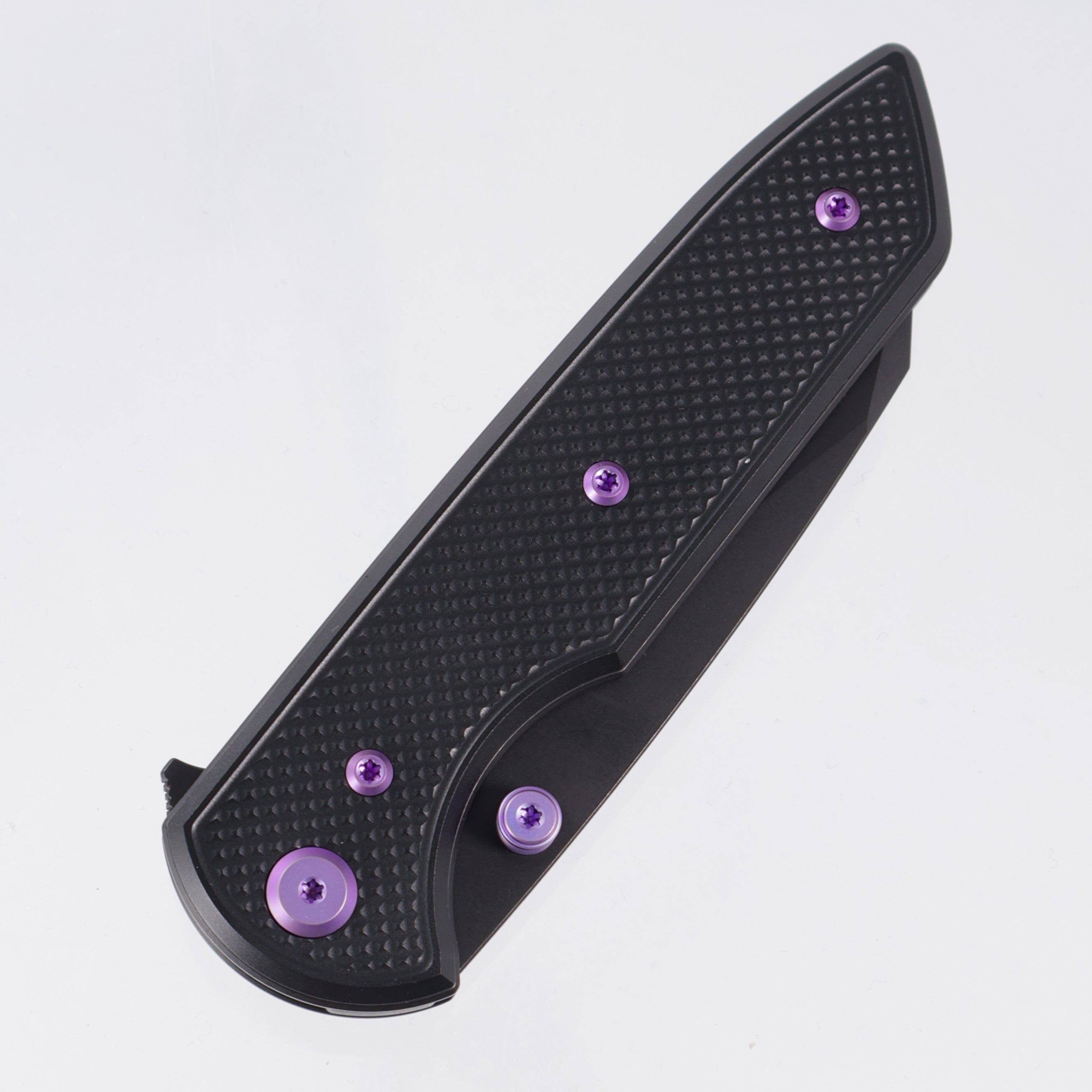 Chaves Knives x Brad Blount The Arrestor 229 Blue Label - Black Aluminum w/ Purple Ano Ti Hardware - Black PVD 154CM