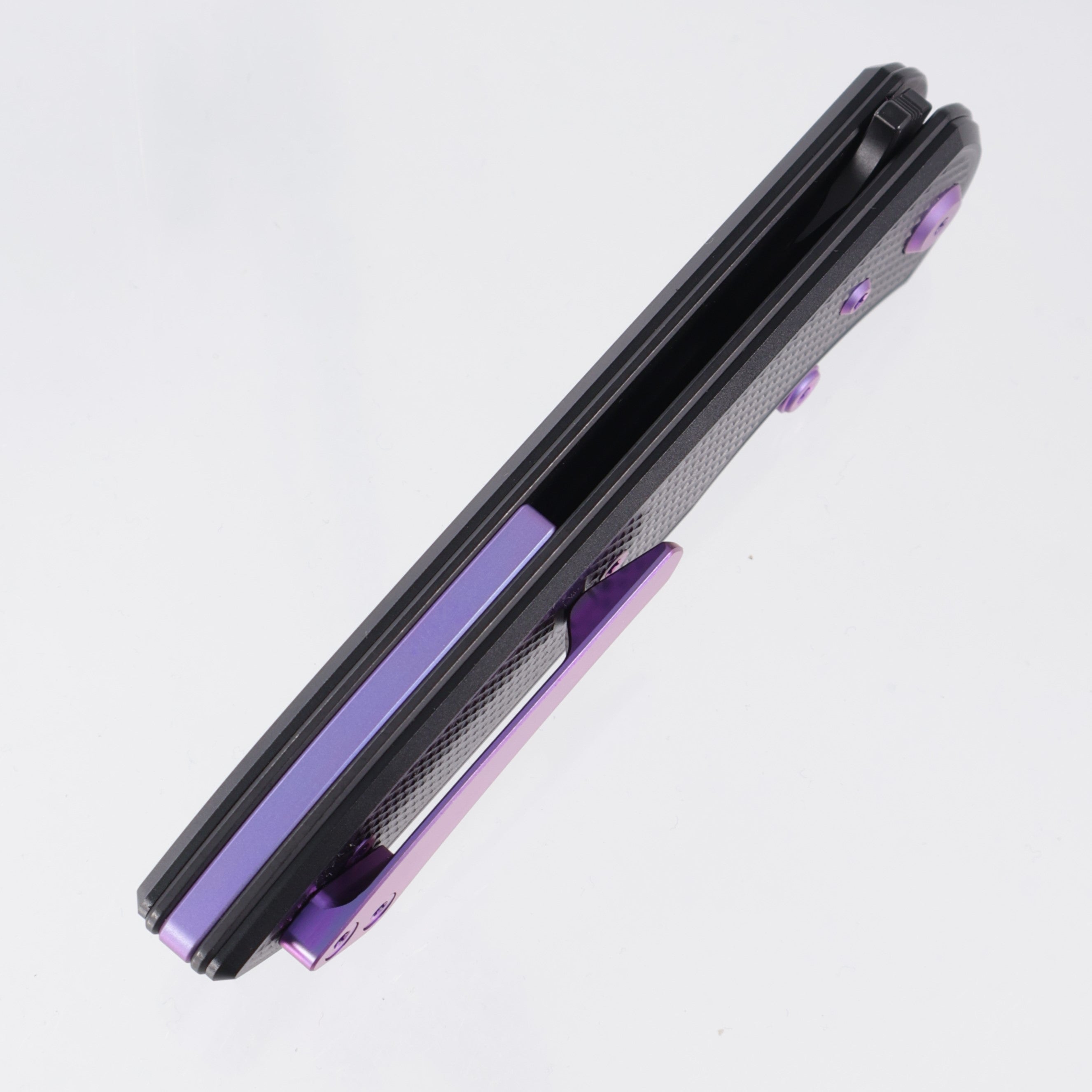 Chaves Knives x Brad Blount The Arrestor 229 Blue Label - Black Aluminum w/ Purple Ano Ti Hardware - Black PVD 154CM