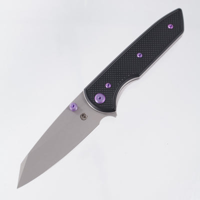 Chaves Knives x Brad Blount The Arrestor 229 Blue Label - Black Aluminum w/ Purple Ano Ti Hardware - Stonewash 154CM