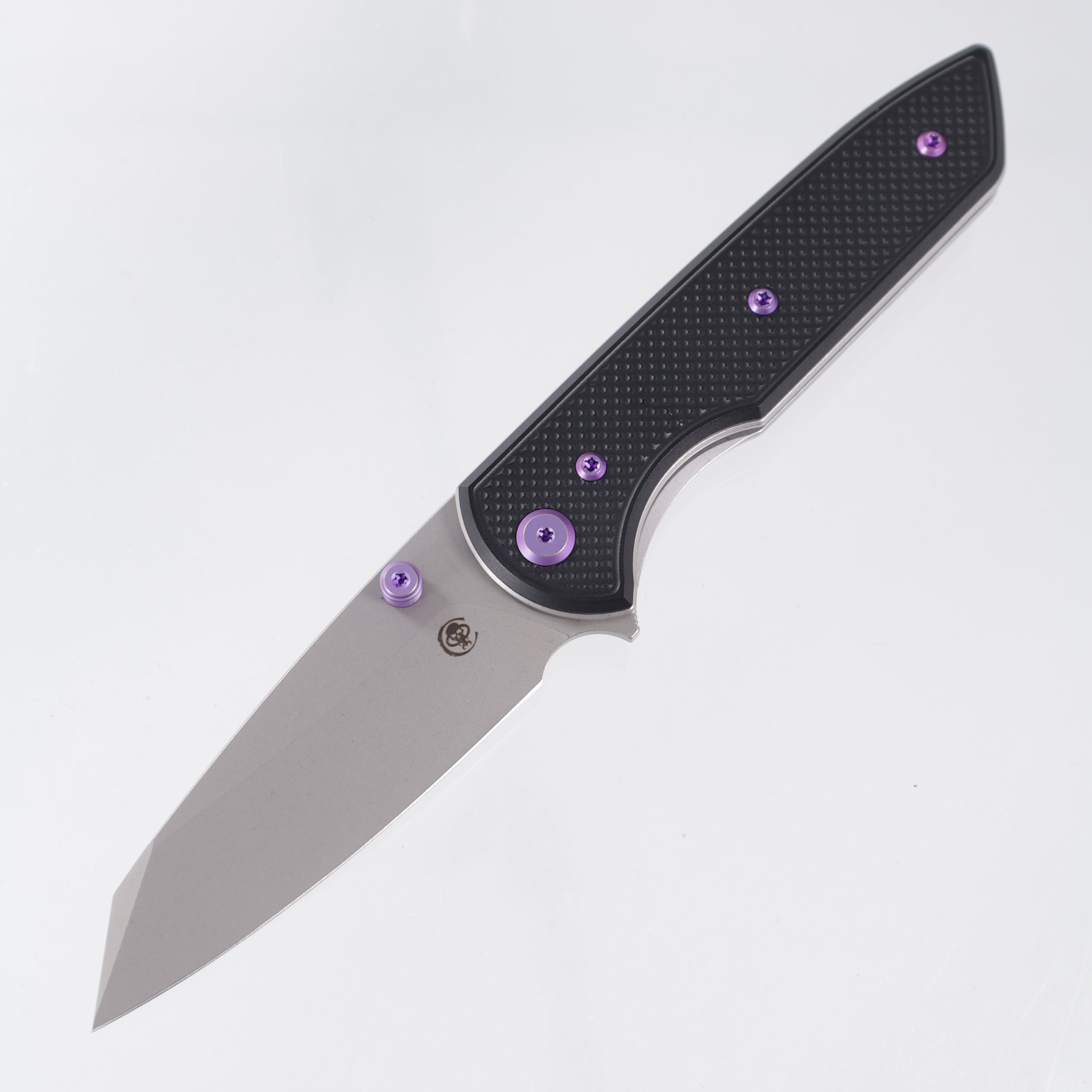 Chaves Knives x Brad Blount The Arrestor 229 Blue Label - Black Aluminum w/ Purple Ano Ti Hardware - Stonewash 154CM