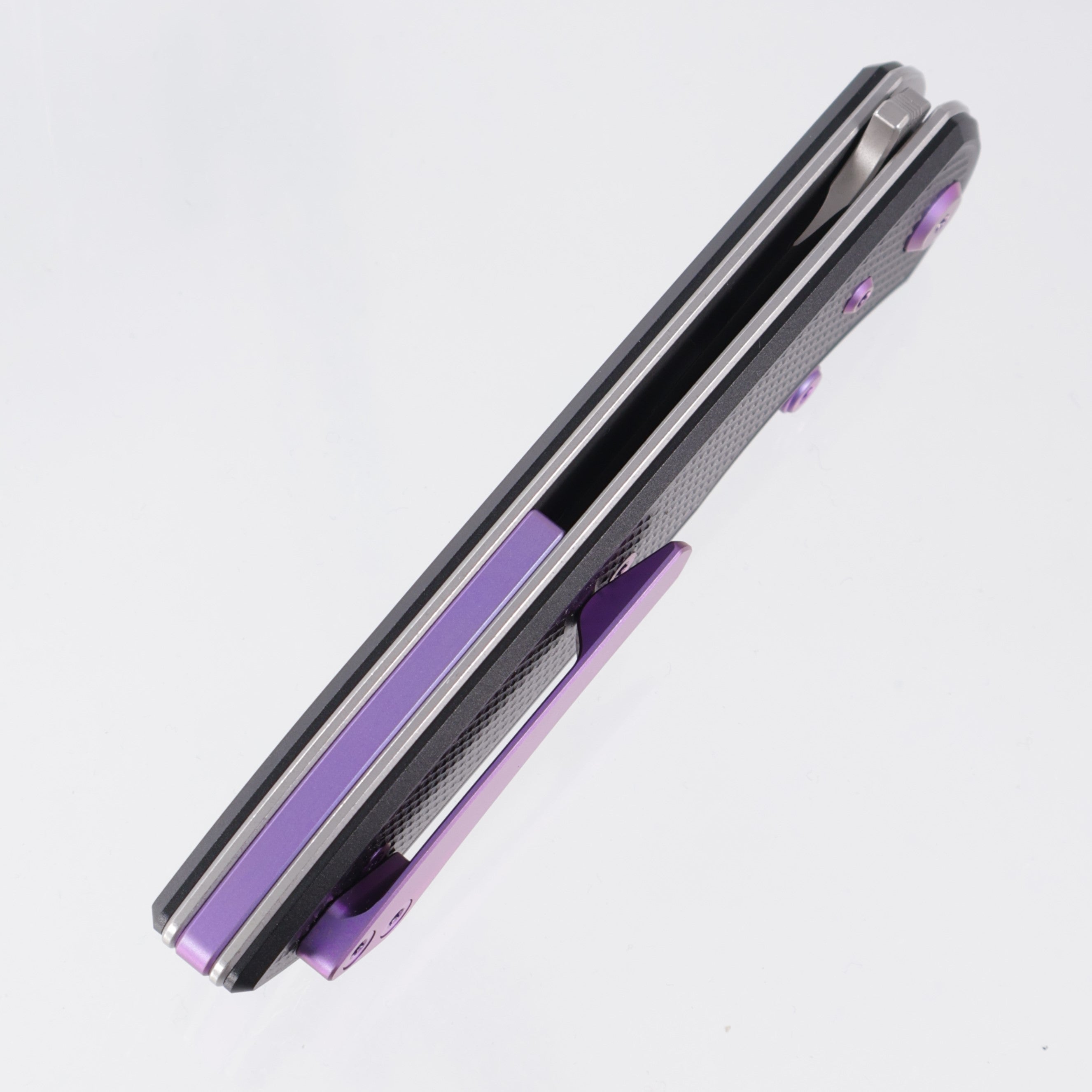 Chaves Knives x Brad Blount The Arrestor 229 Blue Label - Black Aluminum w/ Purple Ano Ti Hardware - Stonewash 154CM