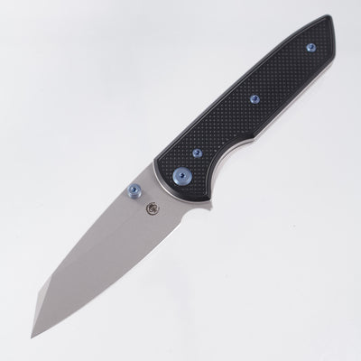 Chaves Knives x Brad Blount The Arrestor 229 Blue Label - Black Aluminum w/ Blue Ano Ti Hardware - Stonewash 154CM
