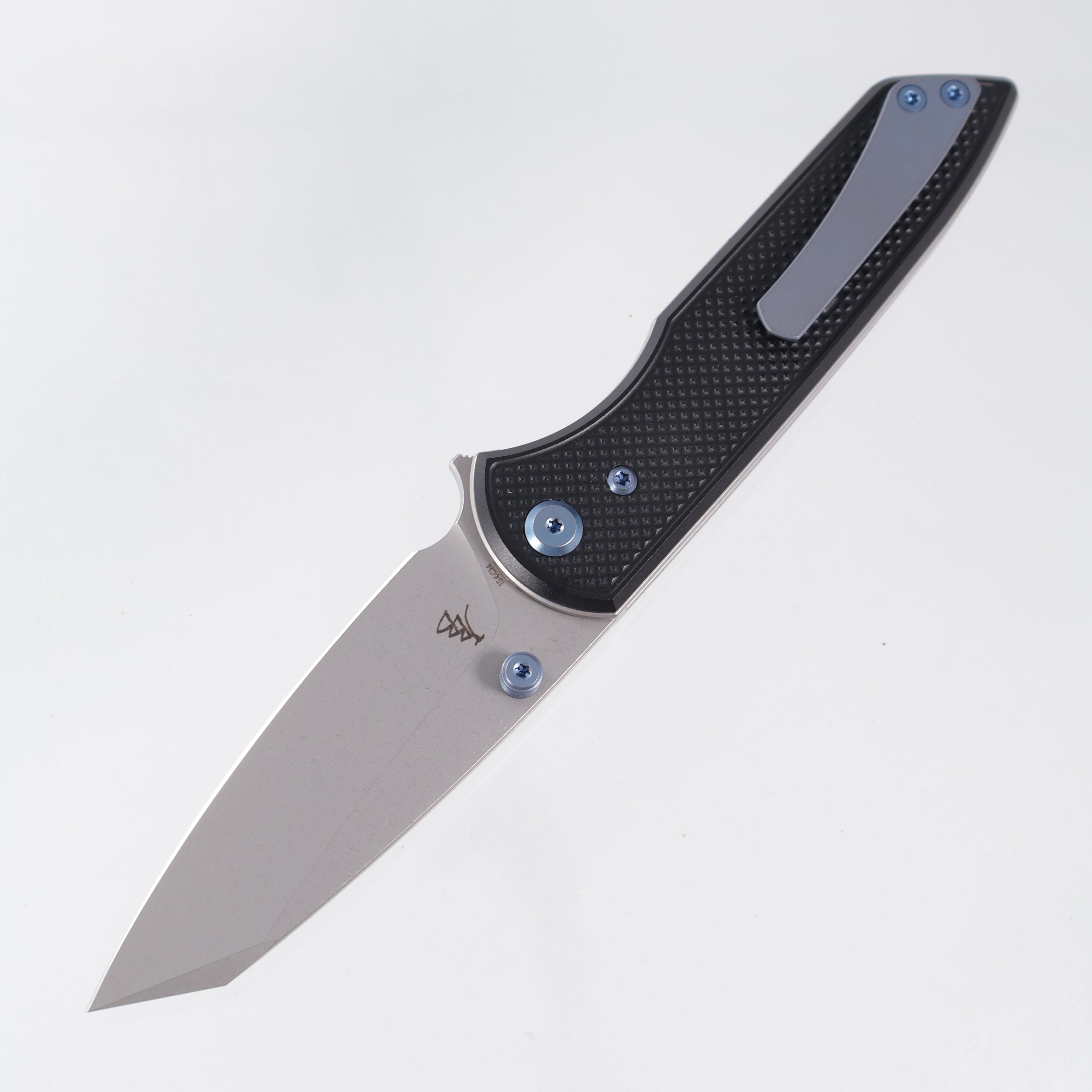 Chaves Knives x Brad Blount The Arrestor 229 Blue Label - Black Aluminum w/ Blue Ano Ti Hardware - Stonewash 154CM