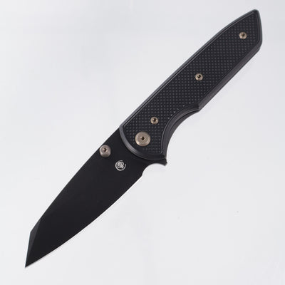 Chaves Knives x Brad Blount The Arrestor 229 Blue Label - Black Aluminum w/ Bronze Ano Ti Hardware - Black PVD 154CM