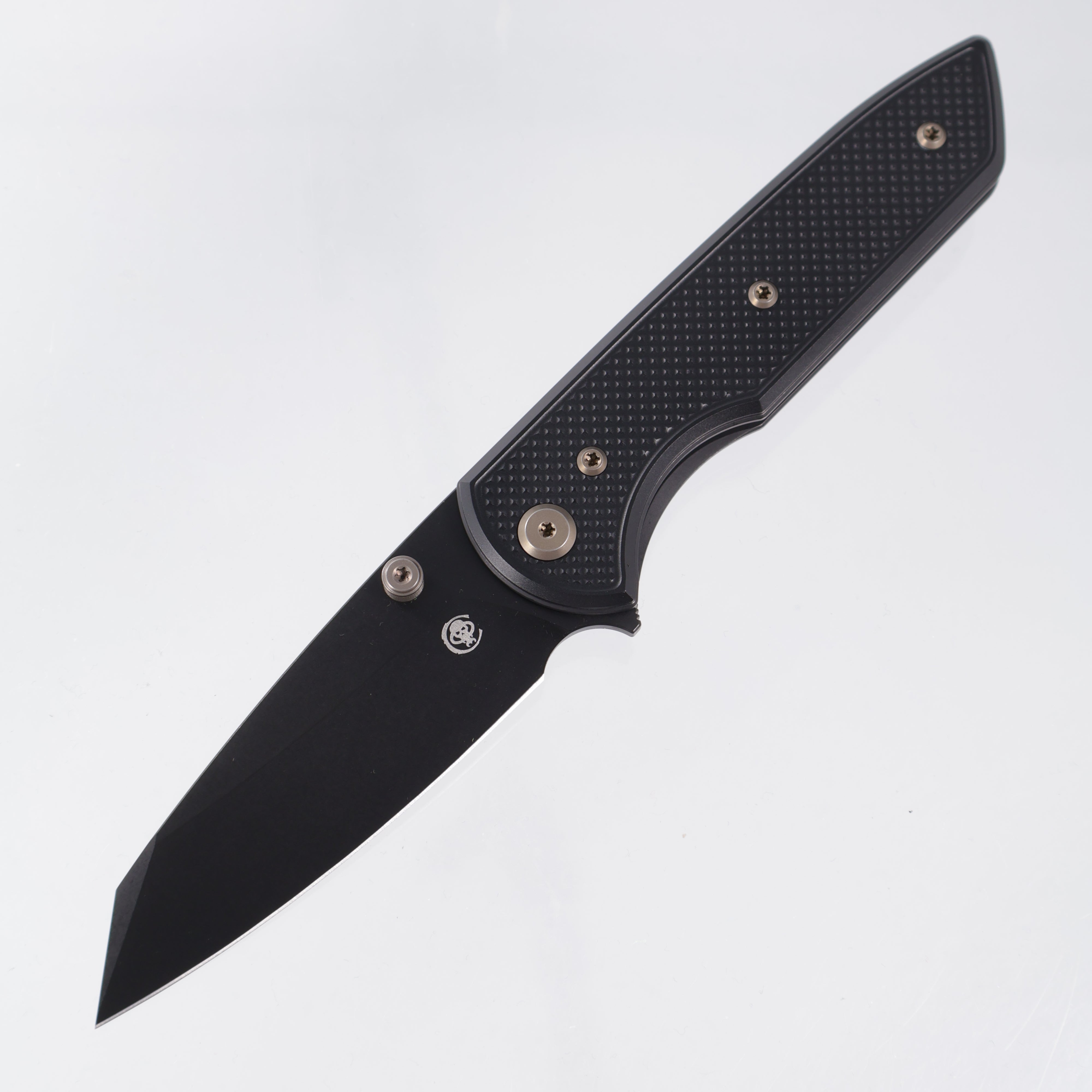 Chaves Knives x Brad Blount The Arrestor 229 Blue Label - Black Aluminum w/ Bronze Ano Ti Hardware - Black PVD 154CM