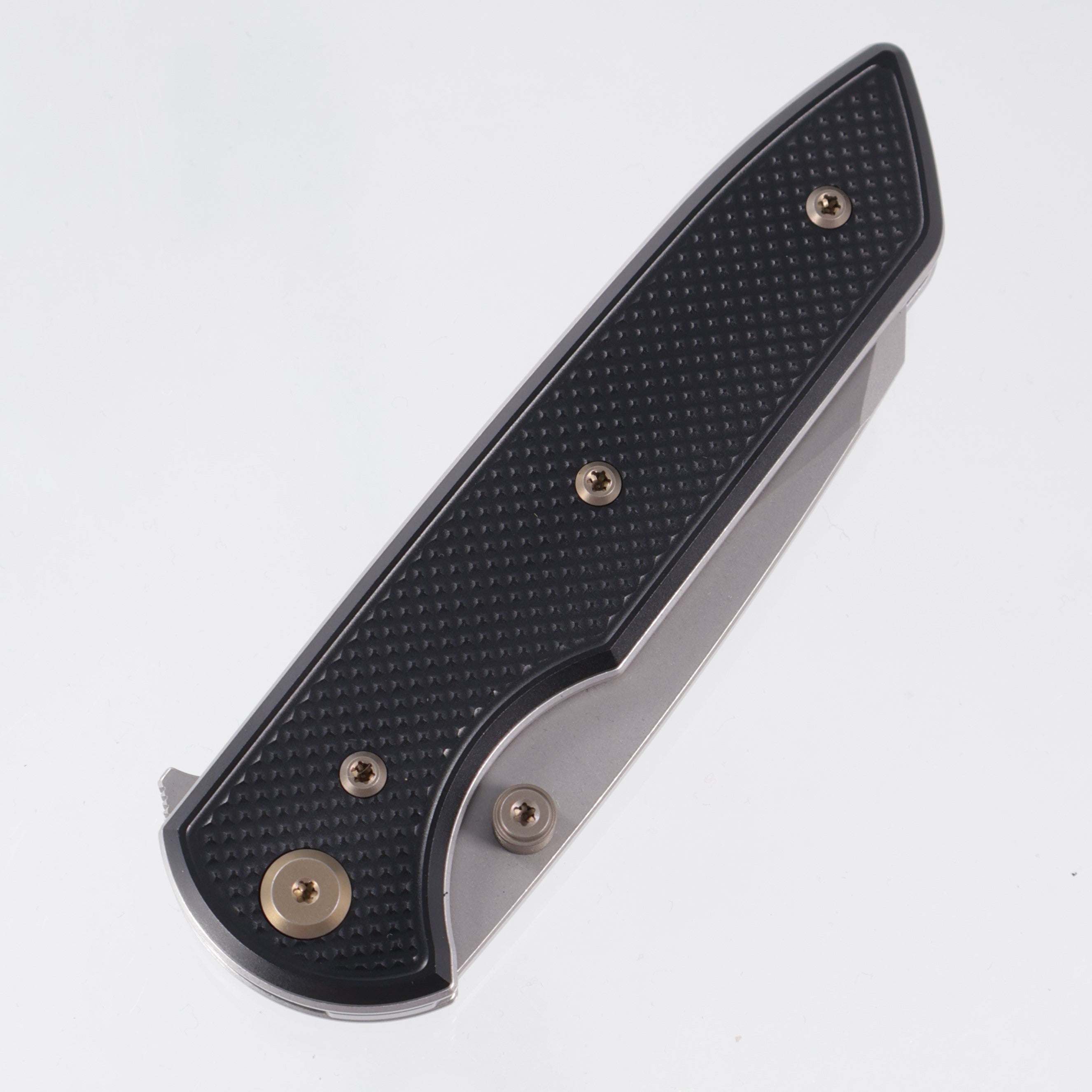 Chaves Knives x Brad Blount The Arrestor 229 Blue Label - Black Aluminum w/ Bronze Ano Ti Hardware - Stonewash 154CM