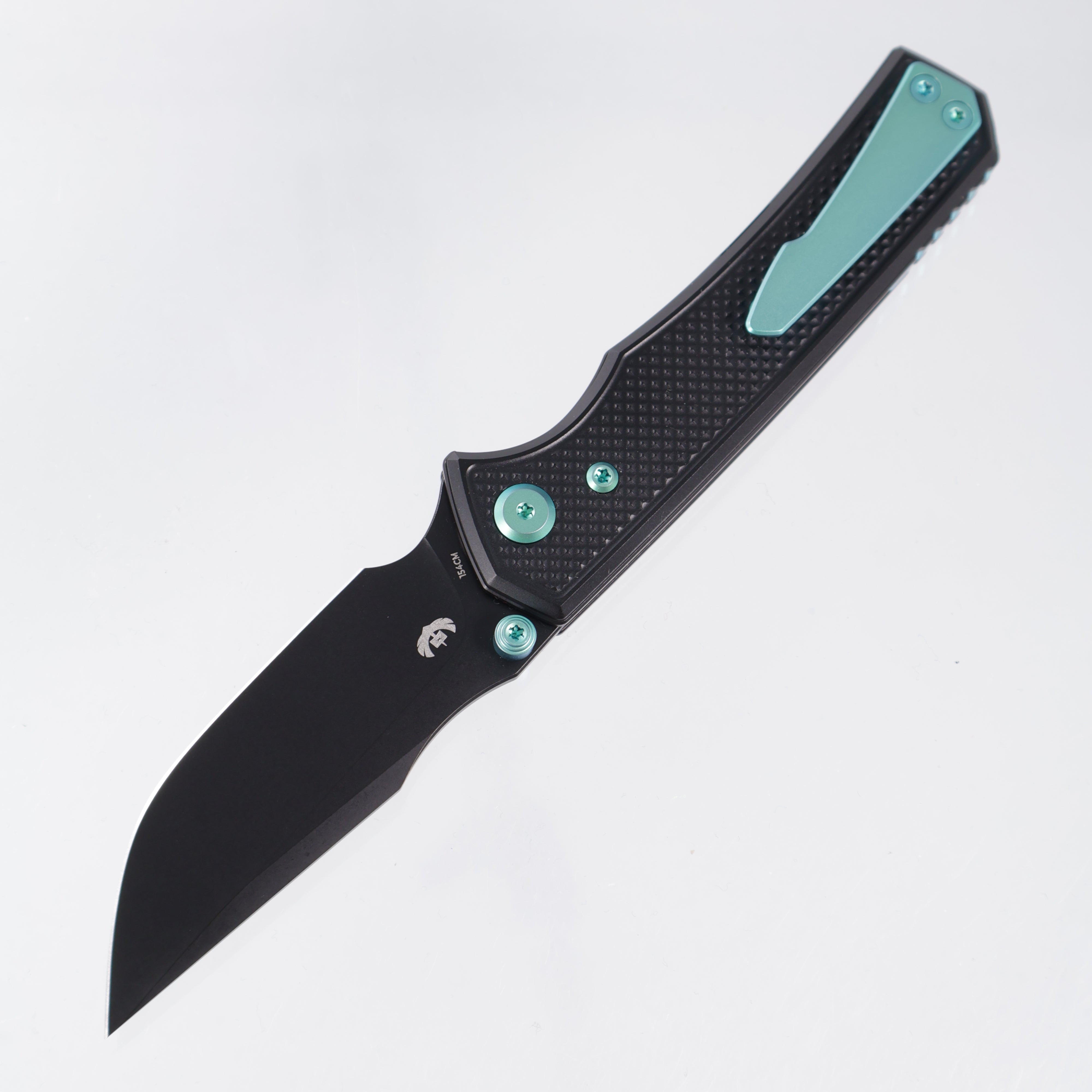 Chaves Knives x Sam Tran The Arison Street Blue Label - Black Aluminum w/ Green Ano Ti Hardware - Black PVD 154CM