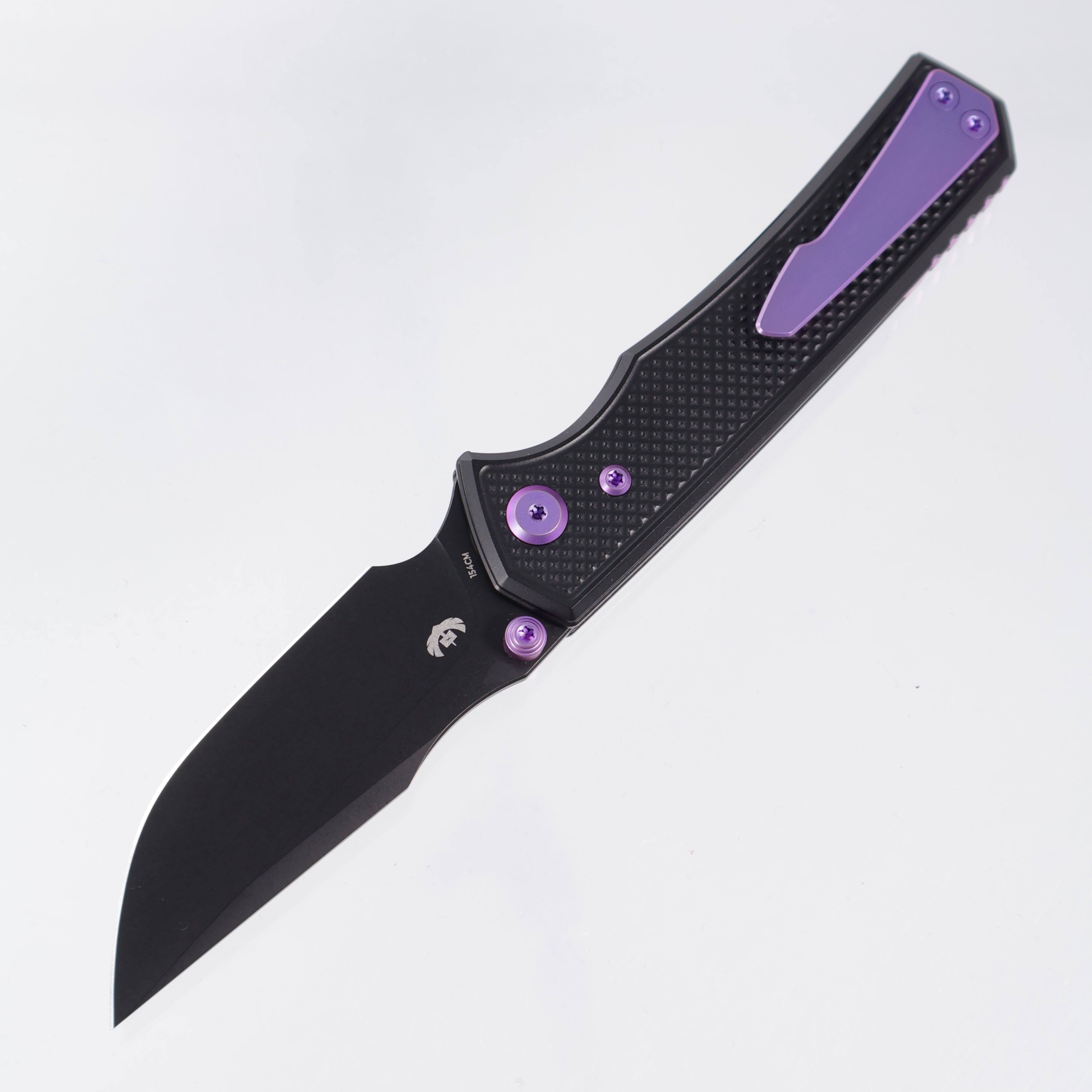 Chaves Knives x Sam Tran The Arison Street Blue Label - Black Aluminum w/ Purple Ano Ti Hardware - Black PVD 154CM