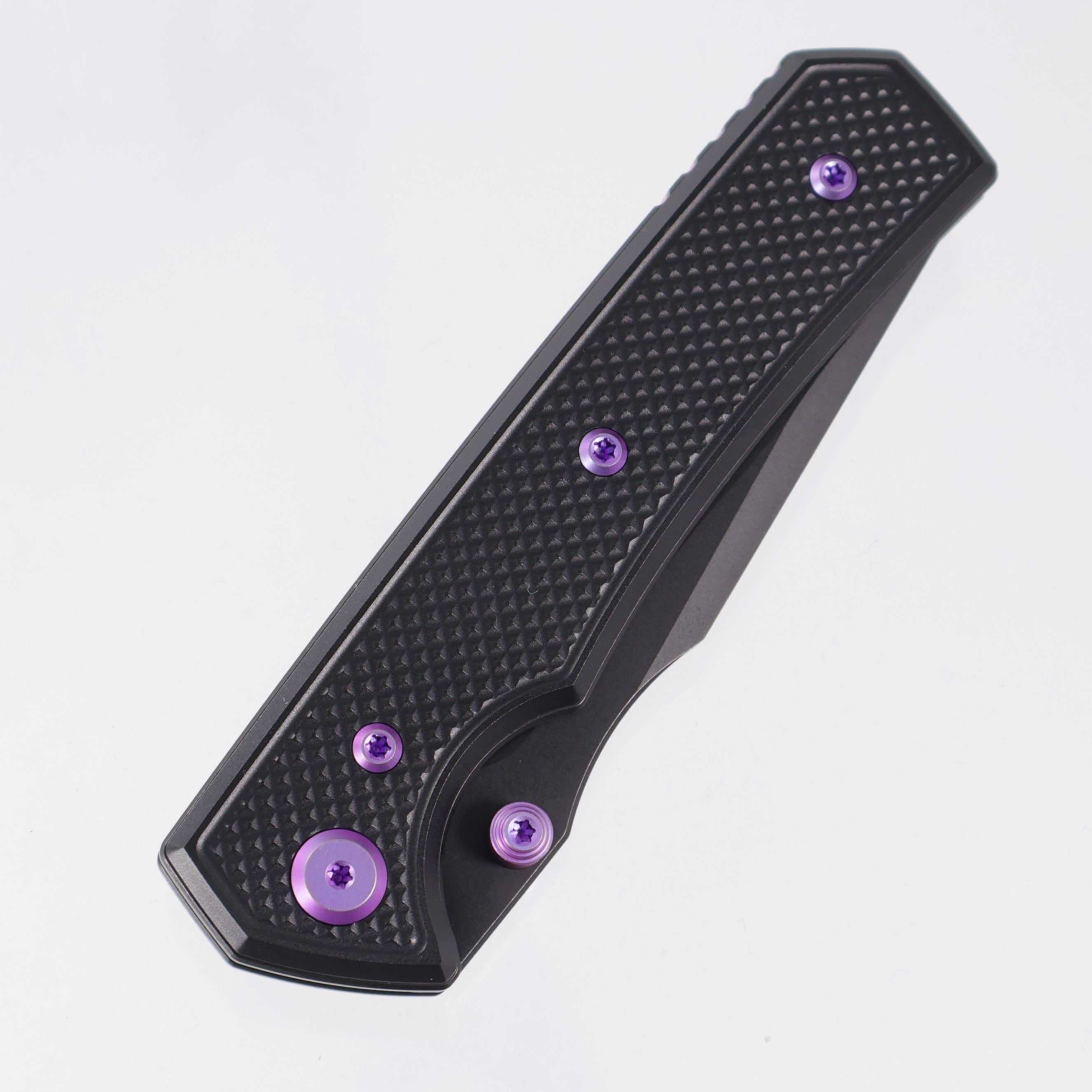 Chaves Knives x Sam Tran The Arison Street Blue Label - Black Aluminum w/ Purple Ano Ti Hardware - Black PVD 154CM