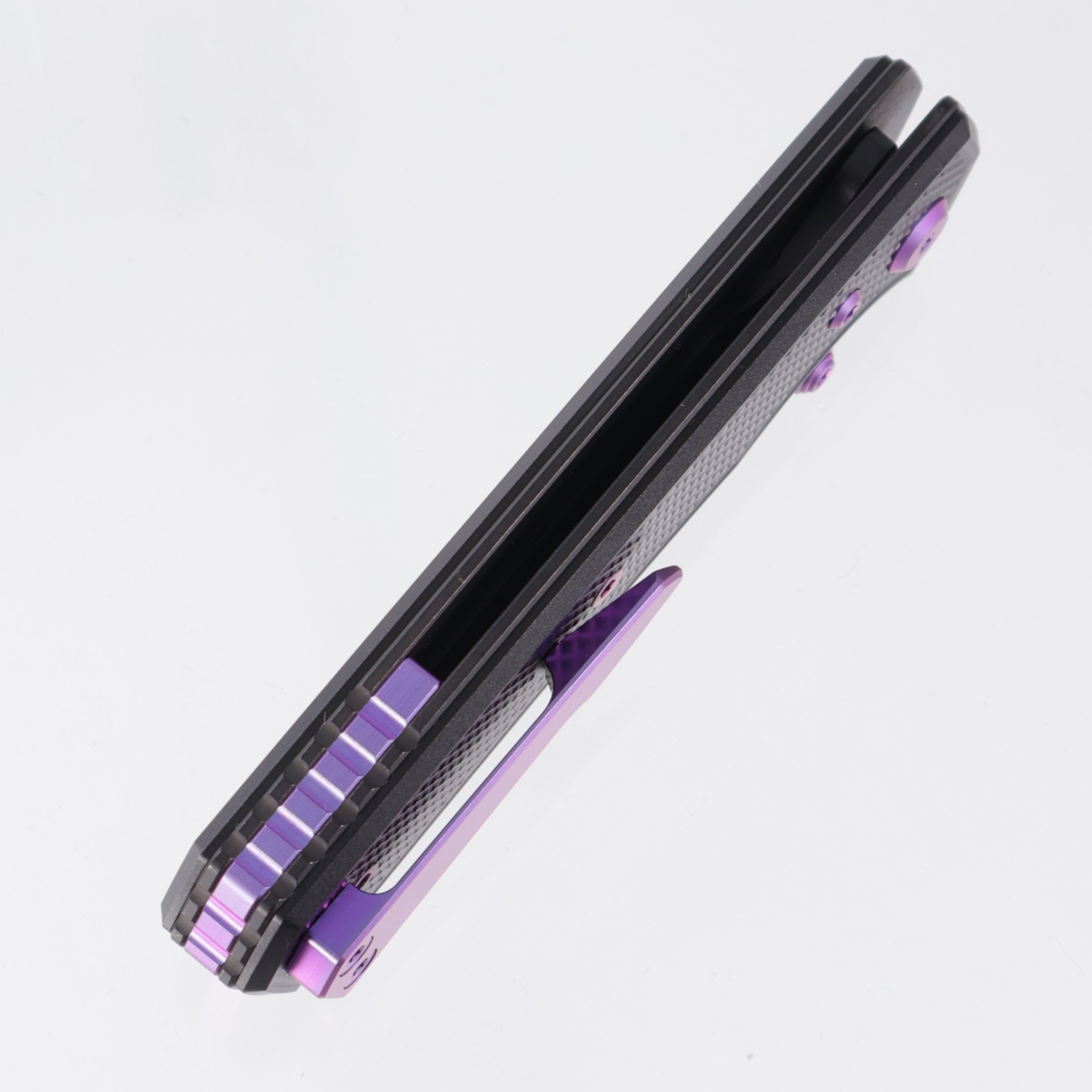 Chaves Knives x Sam Tran The Arison Street Blue Label - Black Aluminum w/ Purple Ano Ti Hardware - Black PVD 154CM