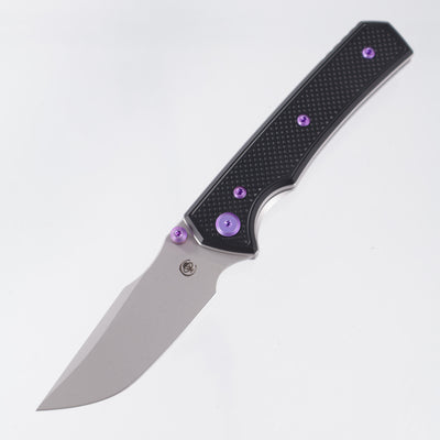 Chaves Knives x Sam Tran The Arison Street Blue Label - Black Aluminum w/ Purple Ano Ti Hardware - Stonewash 154CM