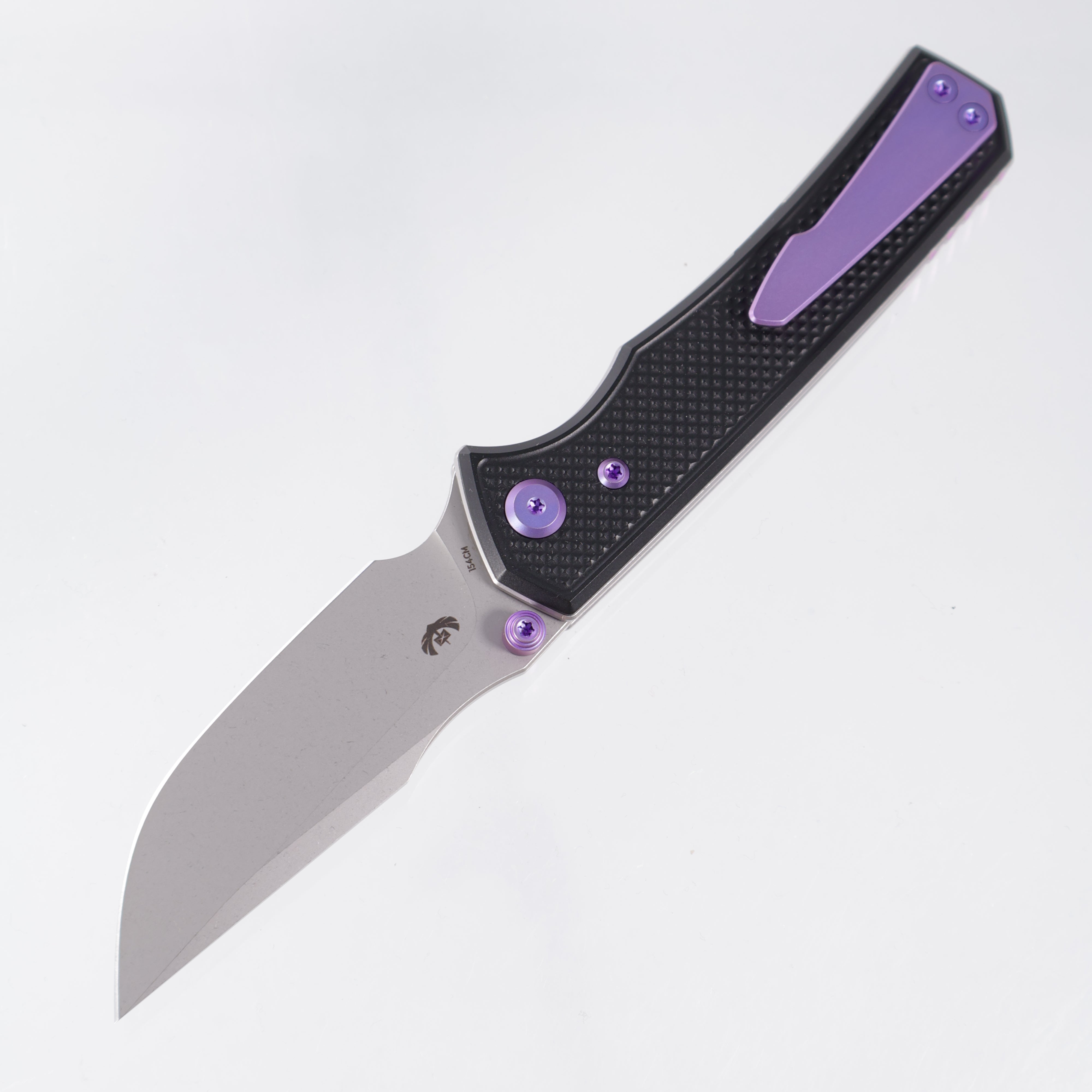 Chaves Knives x Sam Tran The Arison Street Blue Label - Black Aluminum w/ Purple Ano Ti Hardware - Stonewash 154CM