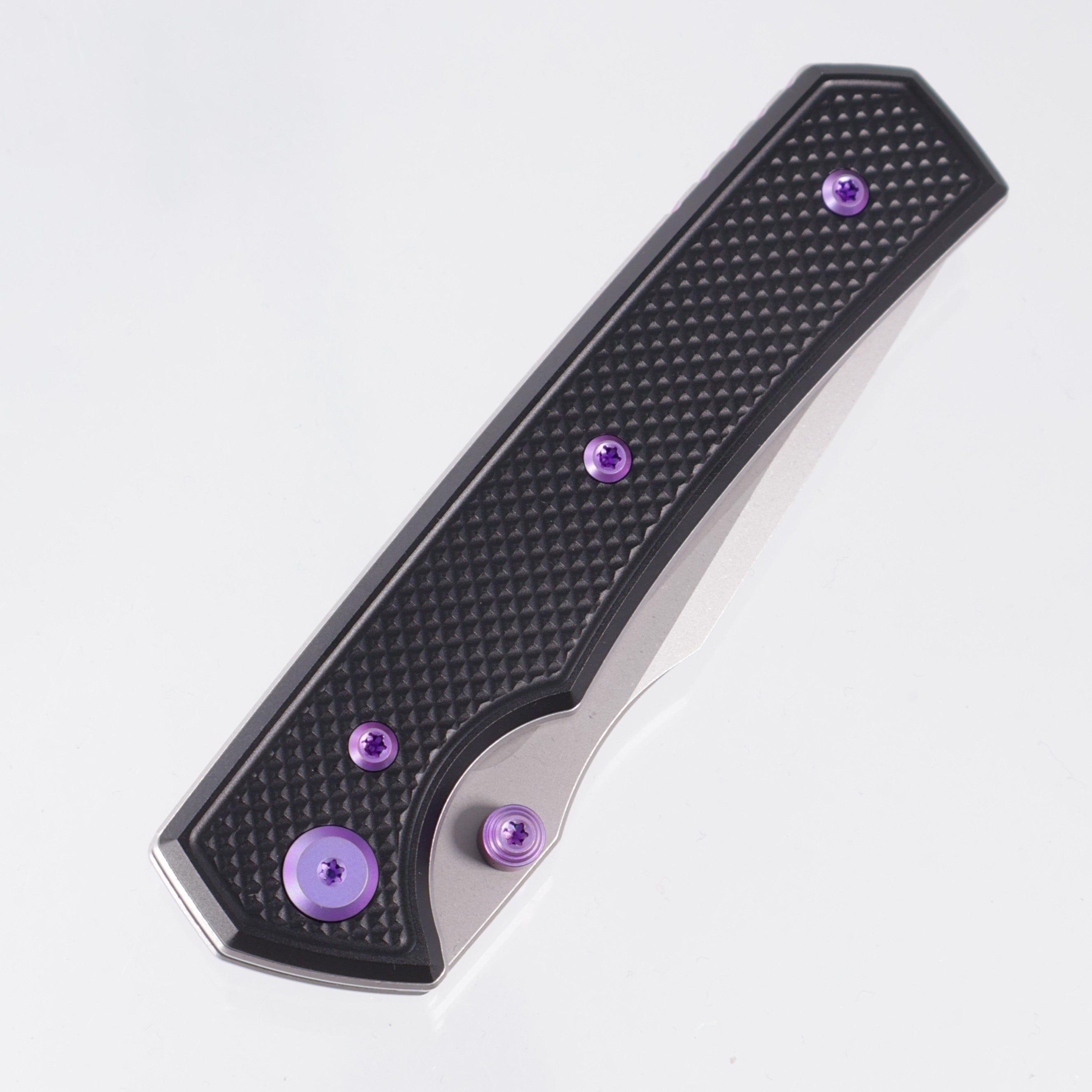 Chaves Knives x Sam Tran The Arison Street Blue Label - Black Aluminum w/ Purple Ano Ti Hardware - Stonewash 154CM