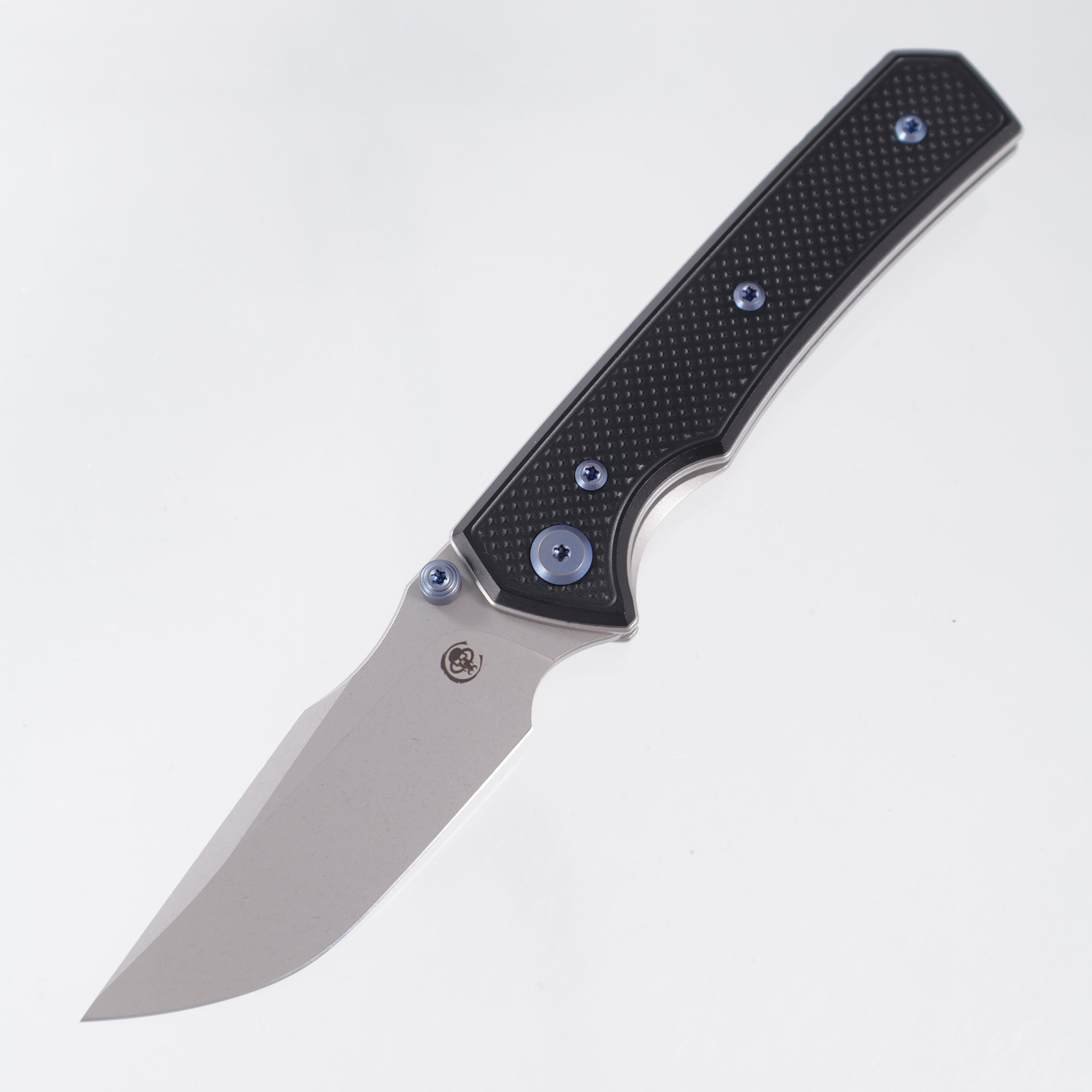 Chaves Knives x Sam Tran The Arison Street Blue Label - Black Aluminum w/ Blue Ano Ti Hardware - Stonewash 154CM