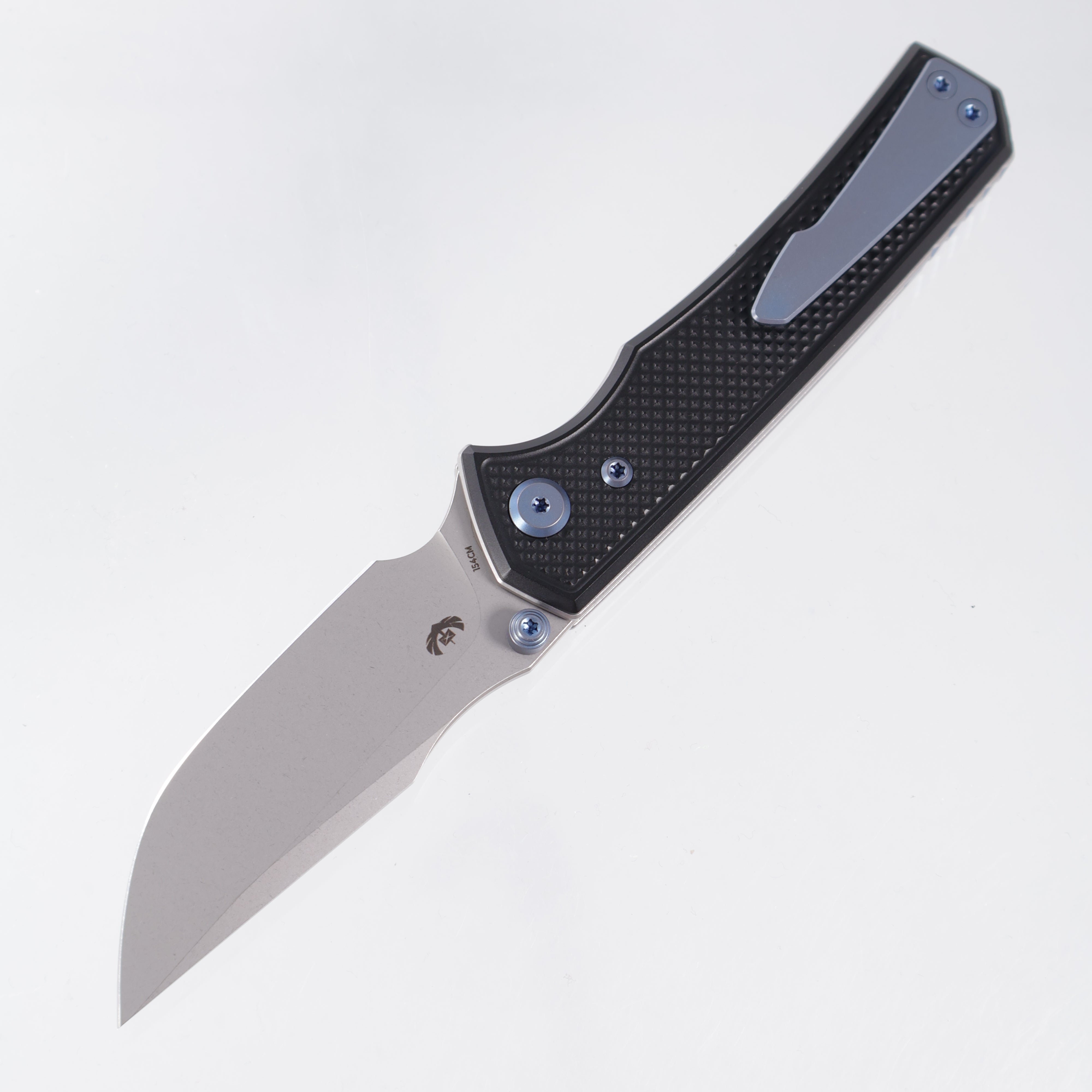 Chaves Knives x Sam Tran The Arison Street Blue Label - Black Aluminum w/ Blue Ano Ti Hardware - Stonewash 154CM