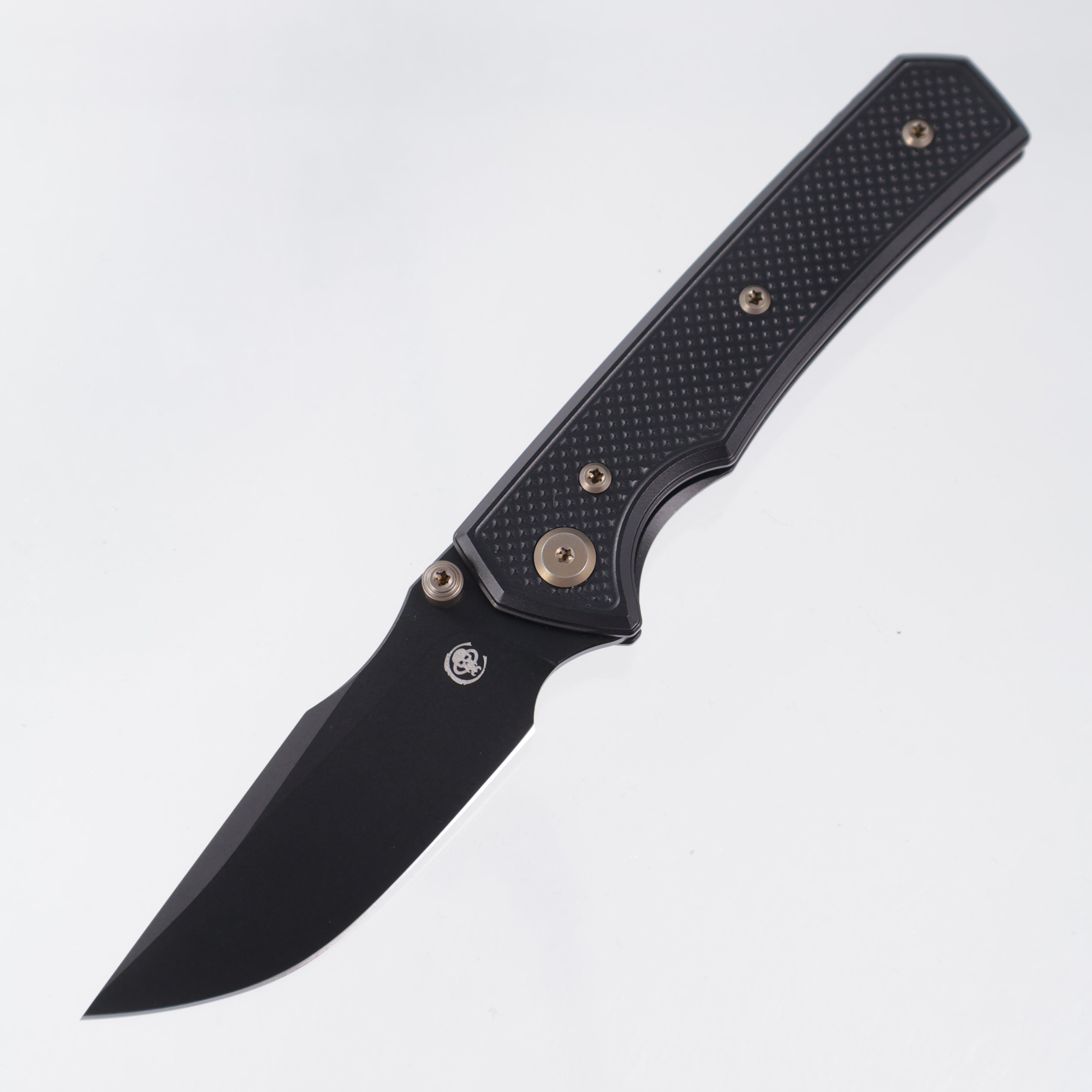 Chaves Knives x Sam Tran The Arison Street Blue Label - Black Aluminum w/ Bronze Ano Ti Hardware - Black PVD 154CM