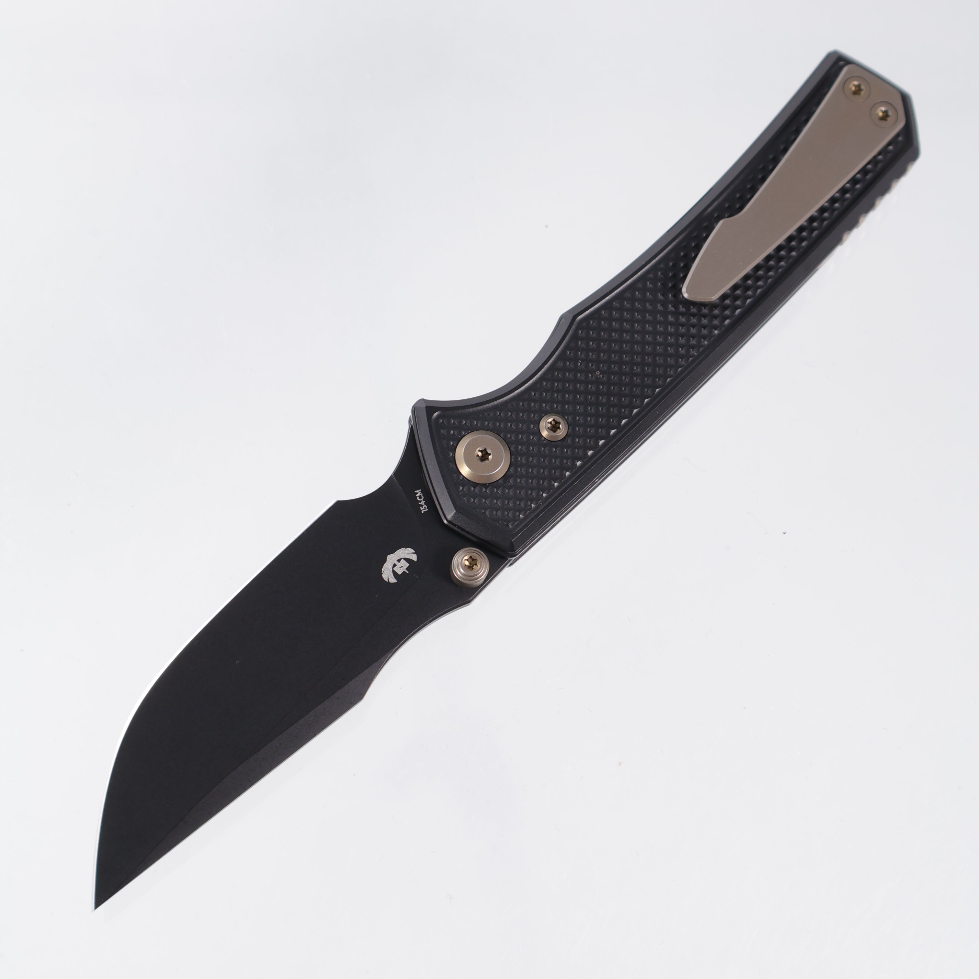 Chaves Knives x Sam Tran The Arison Street Blue Label - Black Aluminum w/ Bronze Ano Ti Hardware - Black PVD 154CM