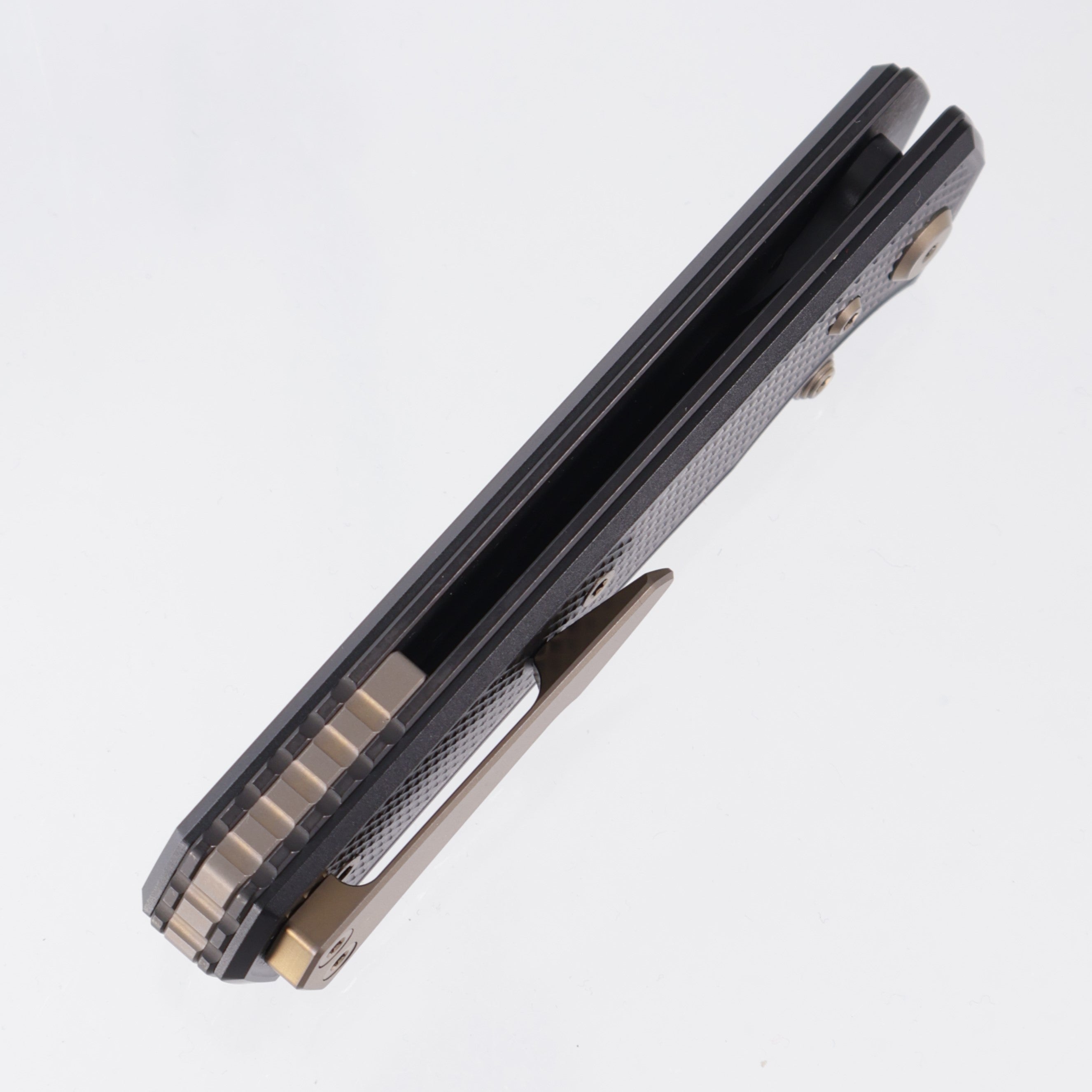 Chaves Knives x Sam Tran The Arison Street Blue Label - Black Aluminum w/ Bronze Ano Ti Hardware - Black PVD 154CM