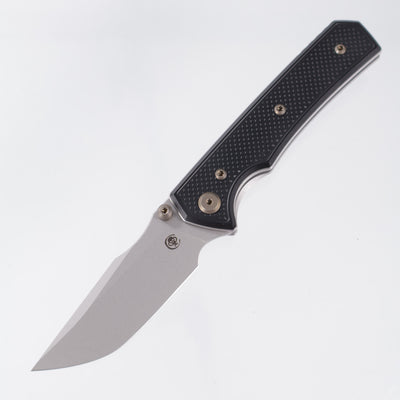 Chaves Knives x Sam Tran The Arison Street Blue Label - Black Aluminum w/ Bronze Ano Ti Hardware - Stonewash 154CM