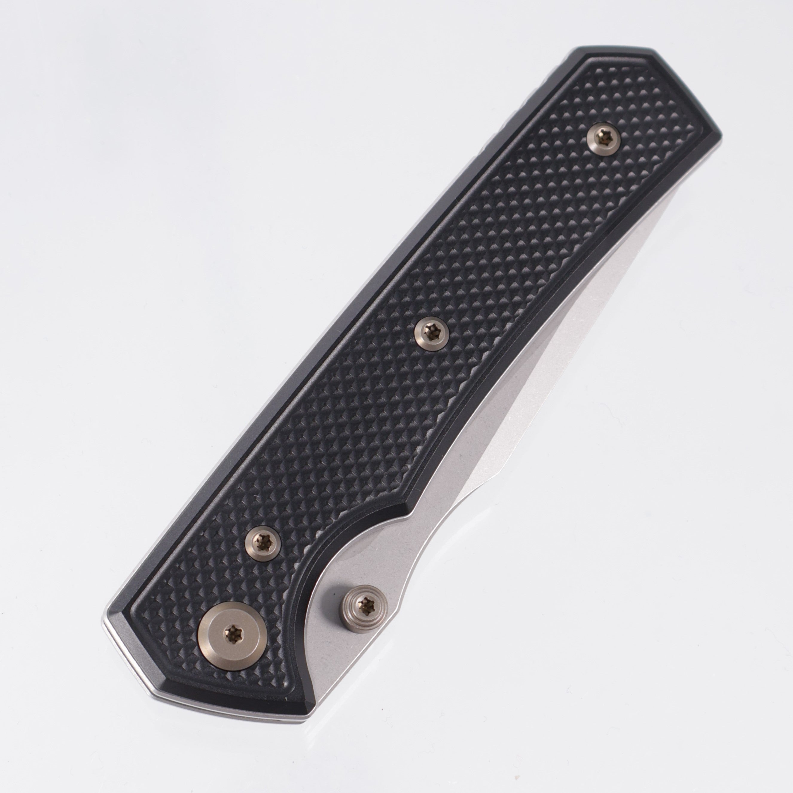 Chaves Knives x Sam Tran The Arison Street Blue Label - Black Aluminum w/ Bronze Ano Ti Hardware - Stonewash 154CM