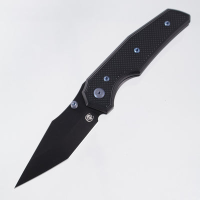 Chaves Knives x Jake McCoy The Omega Street Blue Label - Black Aluminum w/ Blue Ano Ti Hardware - Black PVD 154CM