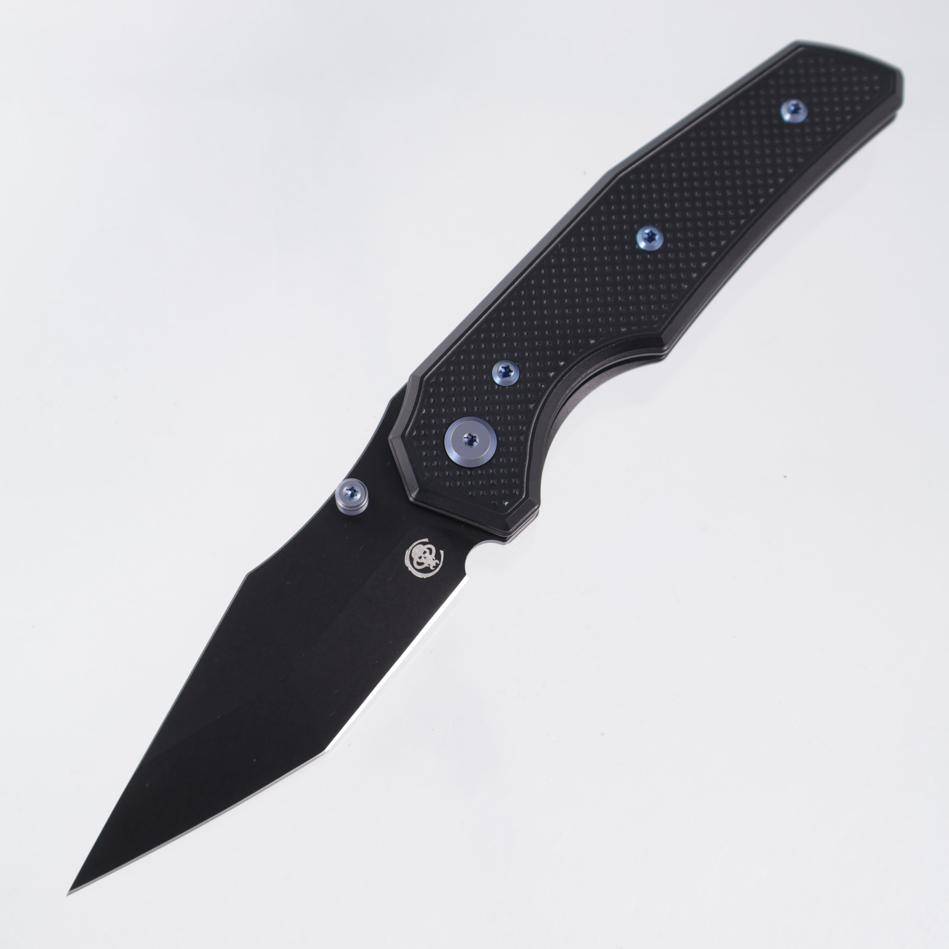 Chaves Knives x Jake McCoy The Omega Street Blue Label - Black Aluminum w/ Blue Ano Ti Hardware - Black PVD 154CM
