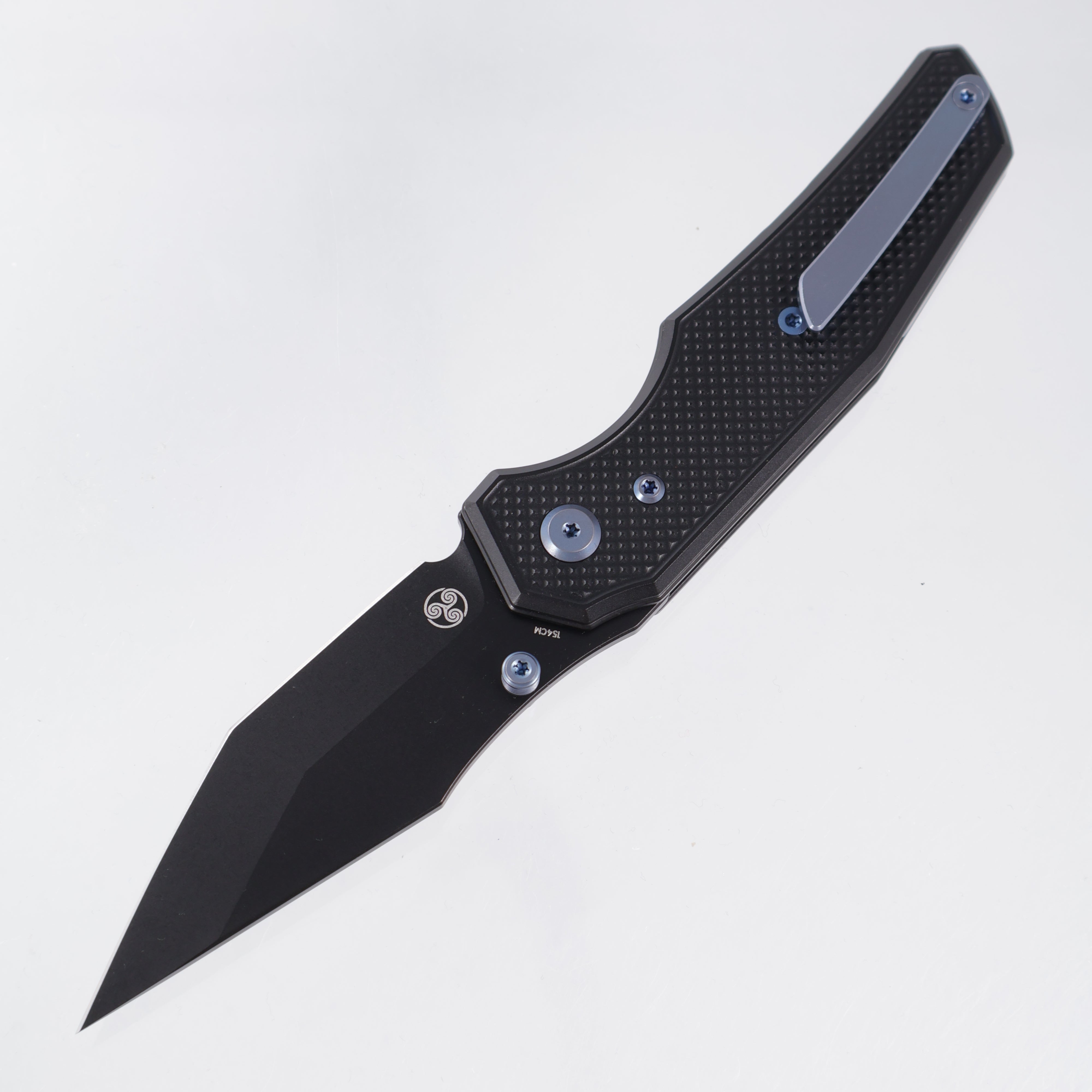 Chaves Knives x Jake McCoy The Omega Street Blue Label - Black Aluminum w/ Blue Ano Ti Hardware - Black PVD 154CM