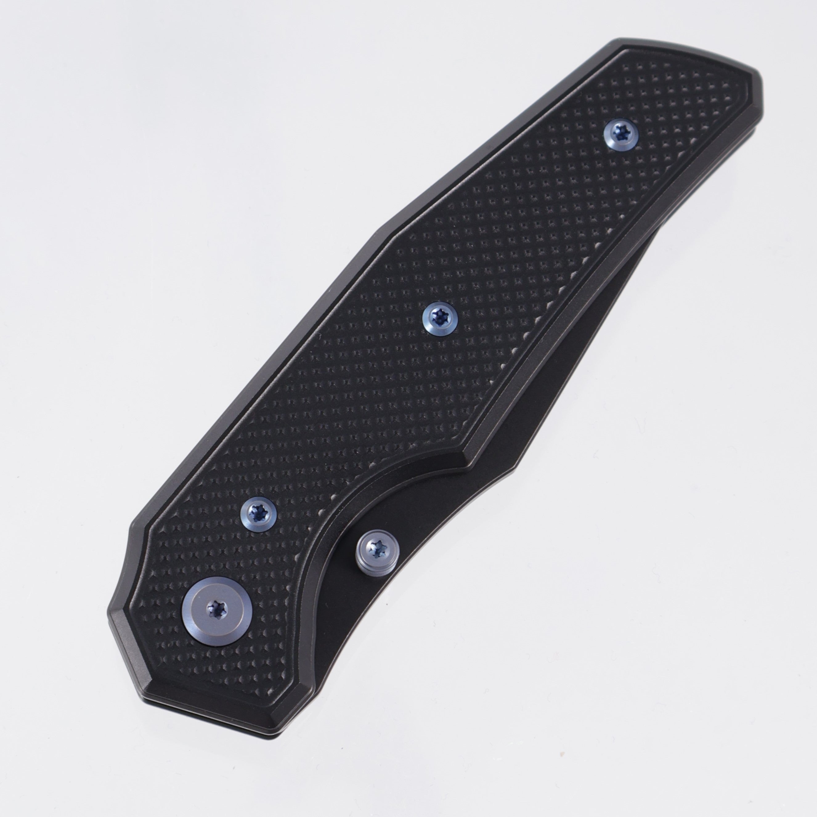 Chaves Knives x Jake McCoy The Omega Street Blue Label - Black Aluminum w/ Blue Ano Ti Hardware - Black PVD 154CM
