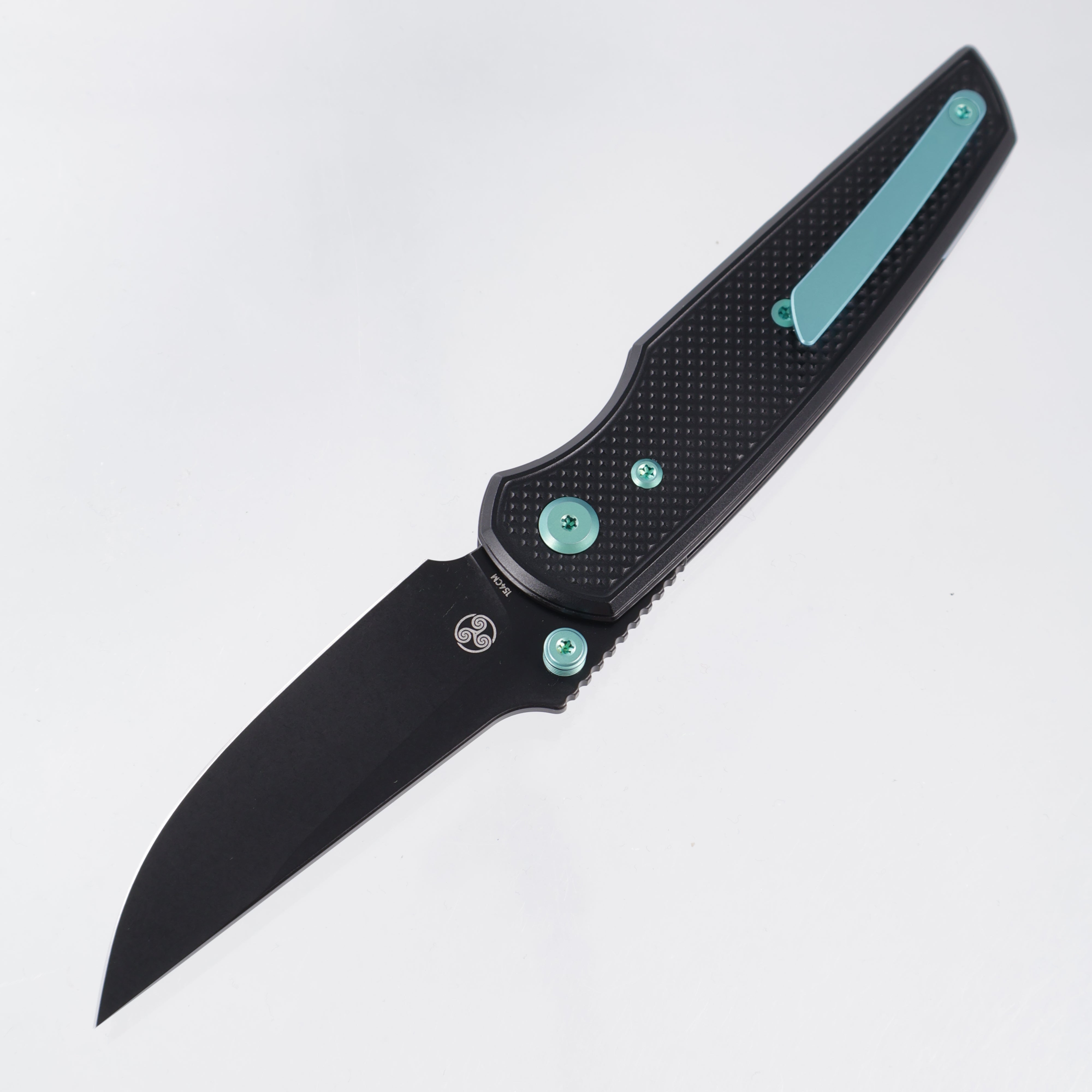 Chaves Knives x Jake McCoy The Disciple Street Blue Label - Black Aluminum w/ Green Ano Ti Hardware - Black PVD 154CM